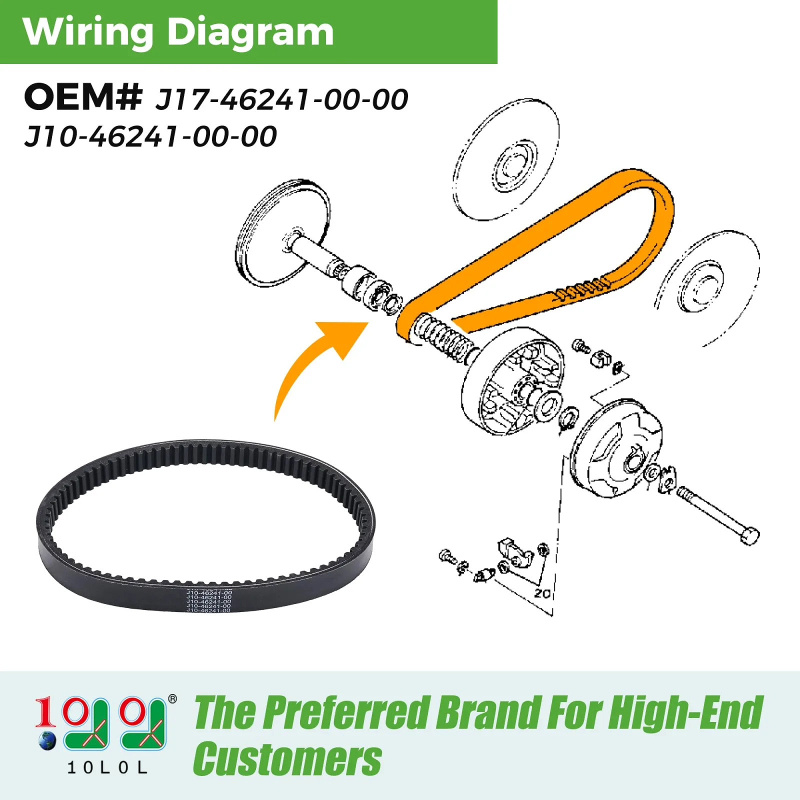 10L0L Clutch Drive Belt for Yamaha G1/G3 Golf Carts image 2