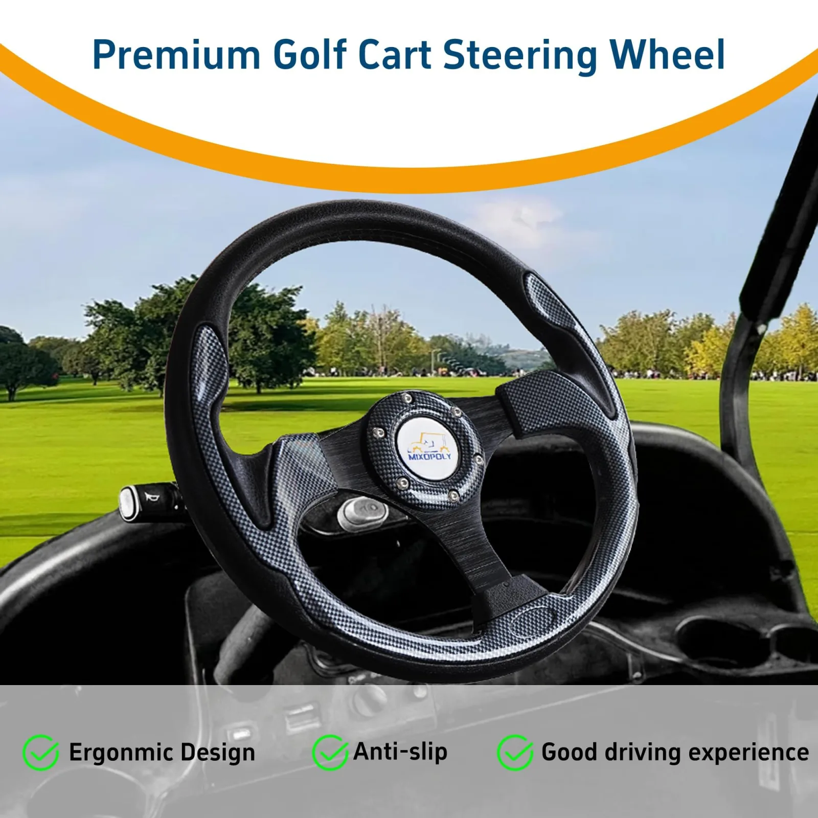 Mixopoly 12.5-Inch Golf Cart Steering Wheel image 3