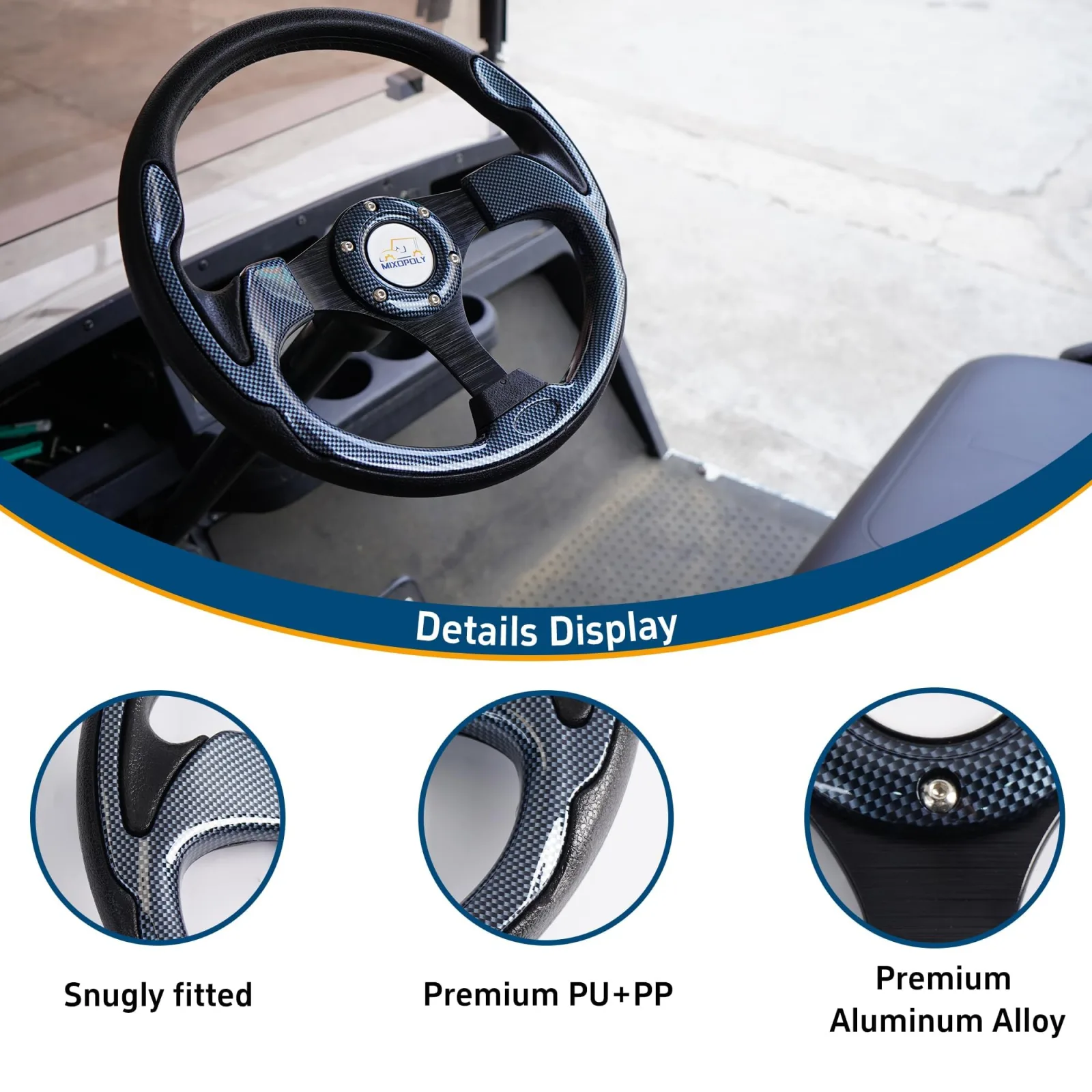 Mixopoly 12.5-Inch Golf Cart Steering Wheel image 4