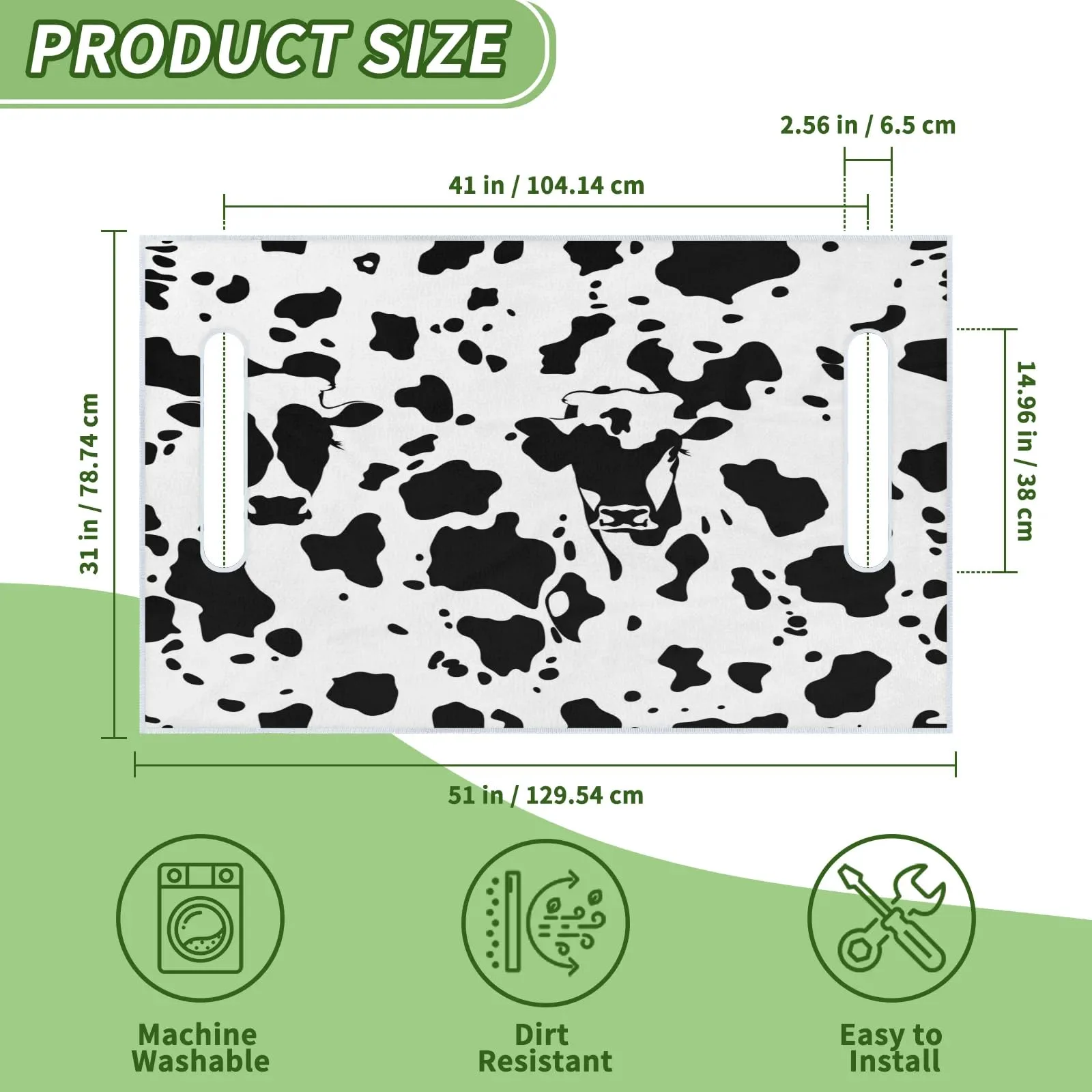Tiveruda Cow Golf Cart Seat Cover for Double Seats image 2