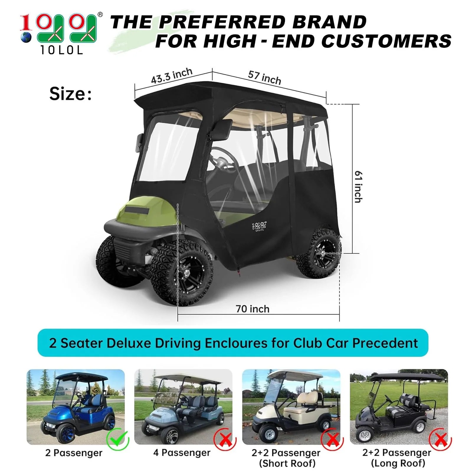 10L0L Golf Cart Enclosure for Club Car Precedent and Onward image 2