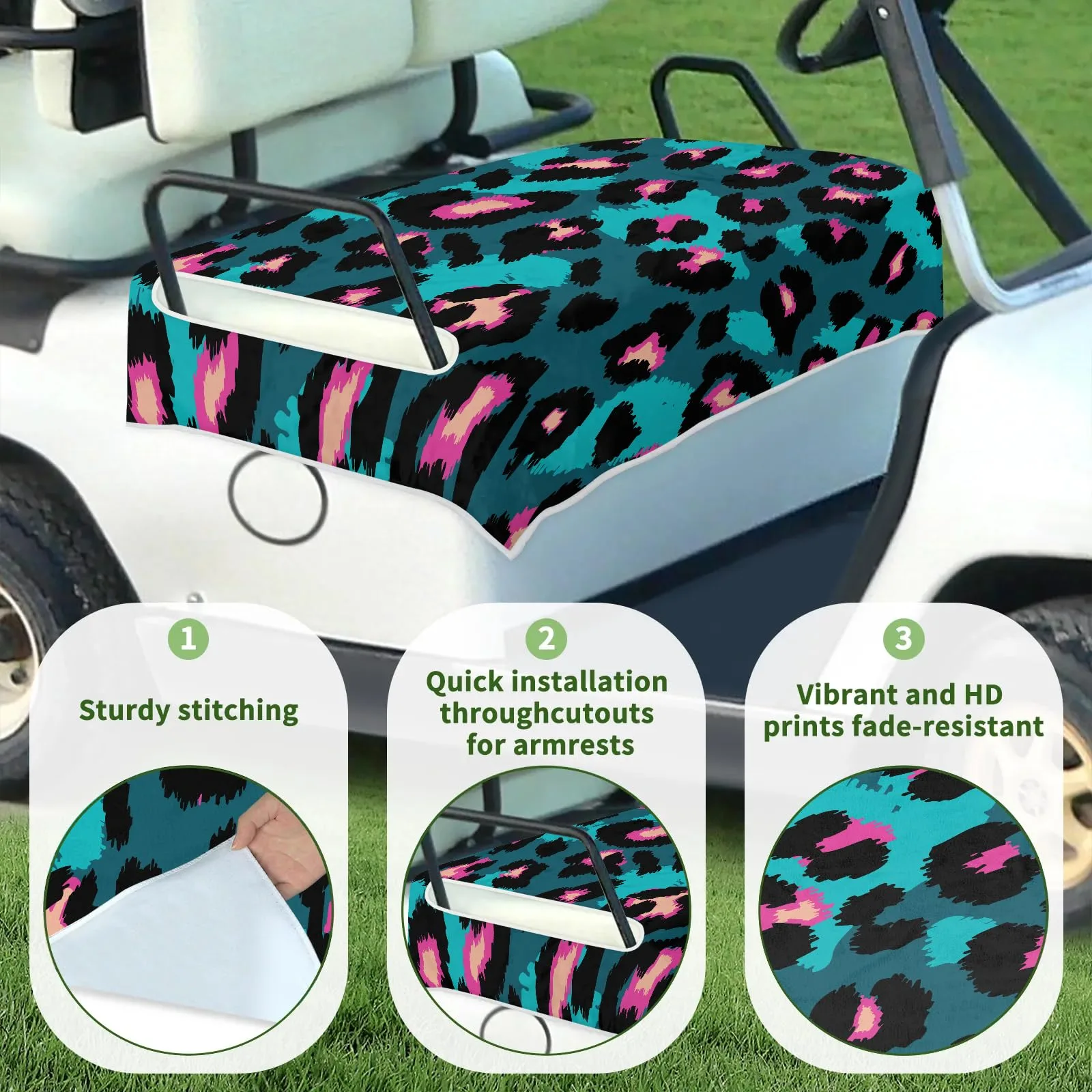 Tiveruda Leopard Golf Cart Seat Cover for 2-Person Seats image 3