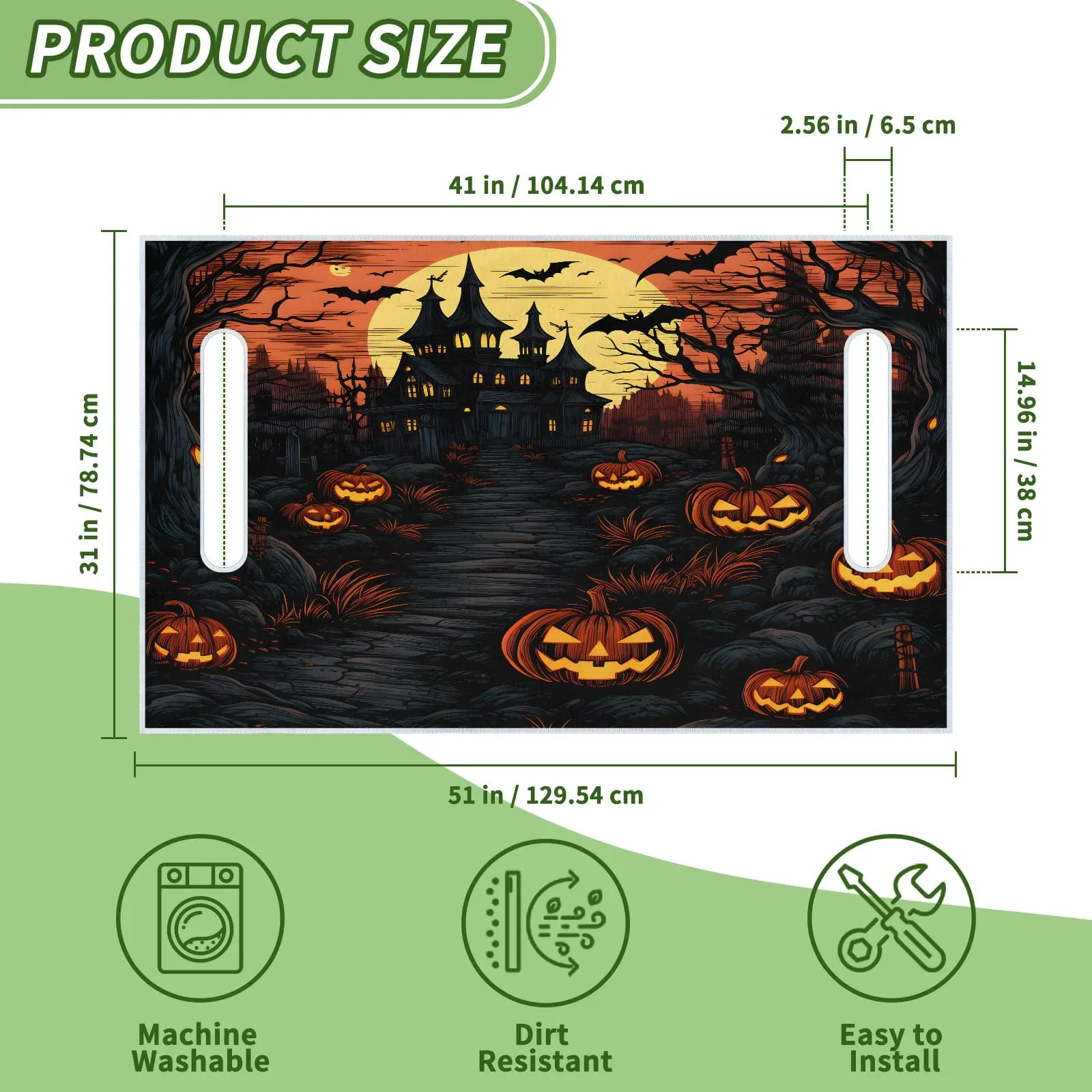 Tiveruda Pumpkin Halloween Castle Universal Golf Cart Seat Cover 51" x 31" image 2