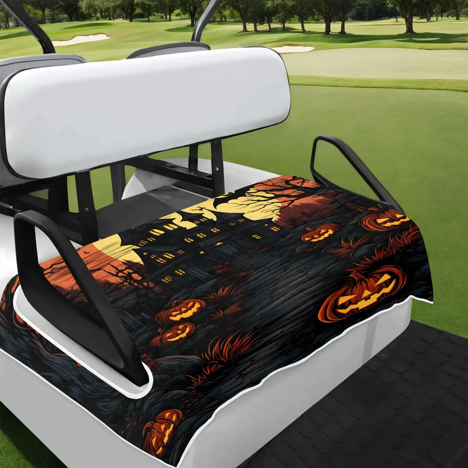 Tiveruda Pumpkin Halloween Castle Universal Golf Cart Seat Cover 51" x 31"