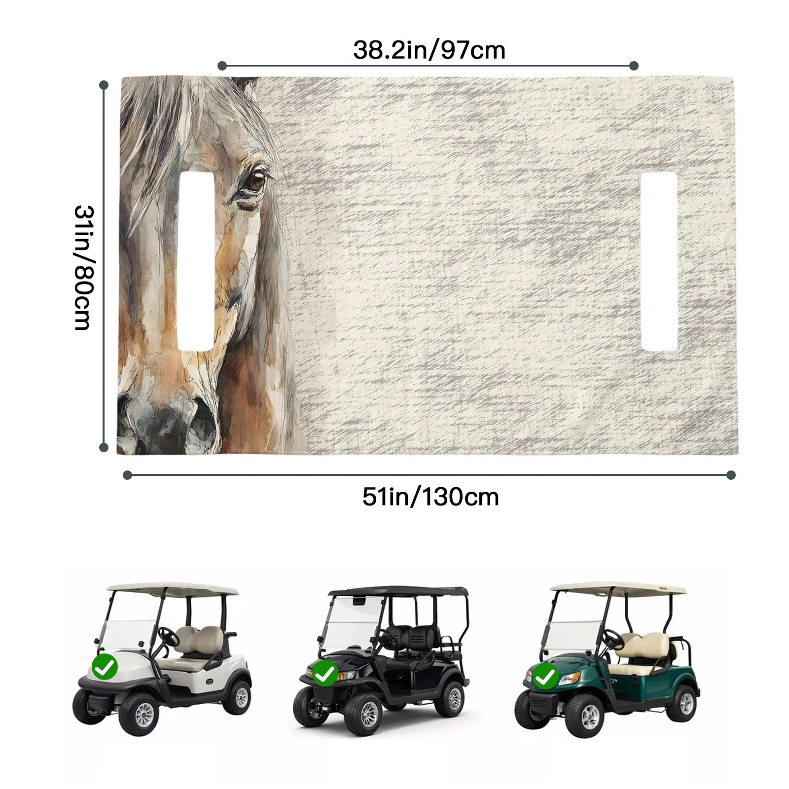 Trosturdspn Vintage Horse Golf Cart Seat Cover Blanket image 2