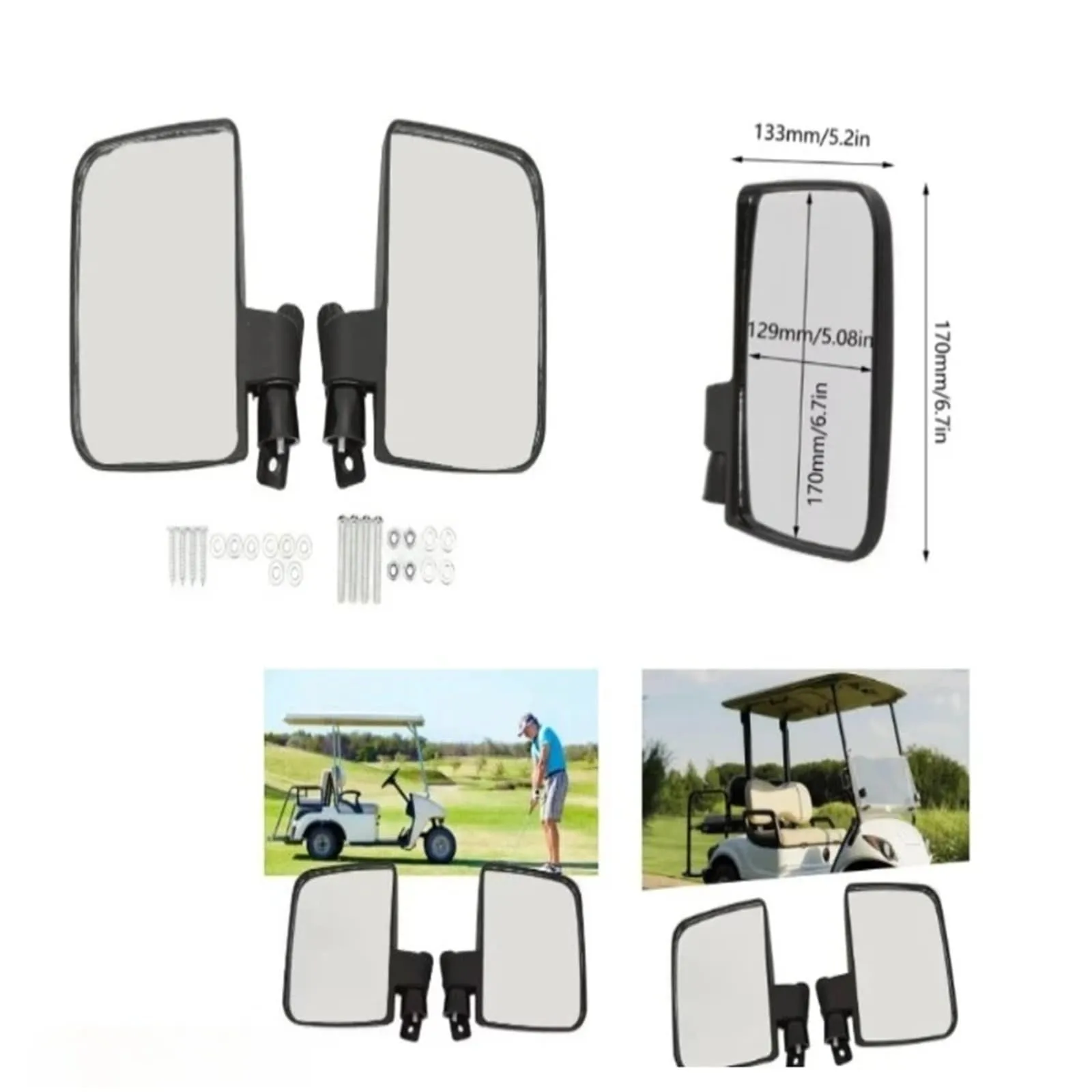 Ktann Universal Golf Cart Side Mirrors, 2-Piece Set image 2