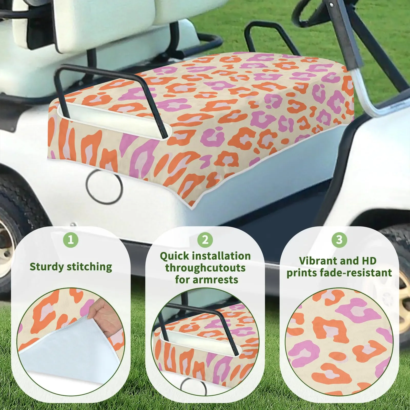 Tiveruda Leopard Golf Cart Seat Cover, 51 x 31 in image 3