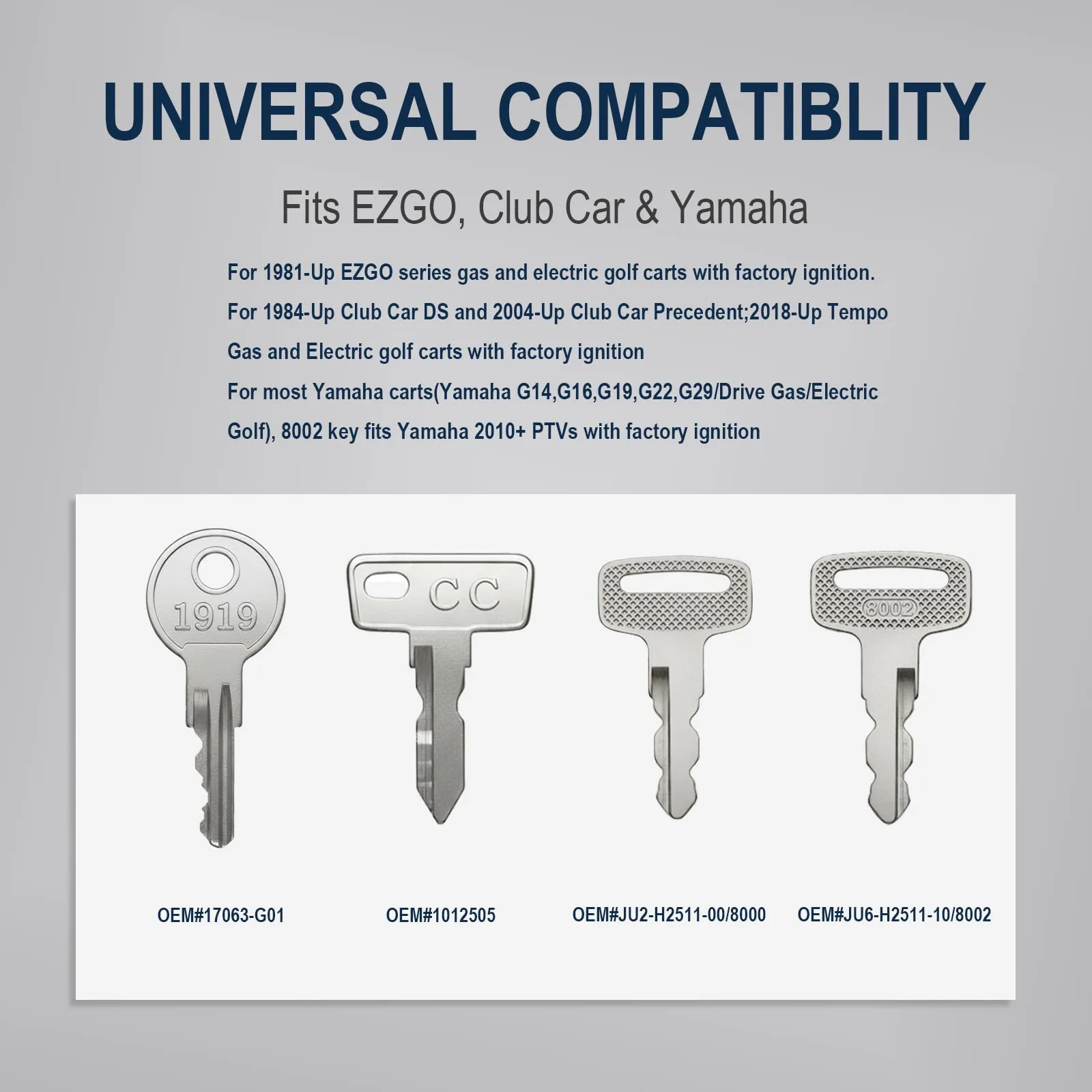 Hather GCK01 Golf Cart Replacement Key Set image 2