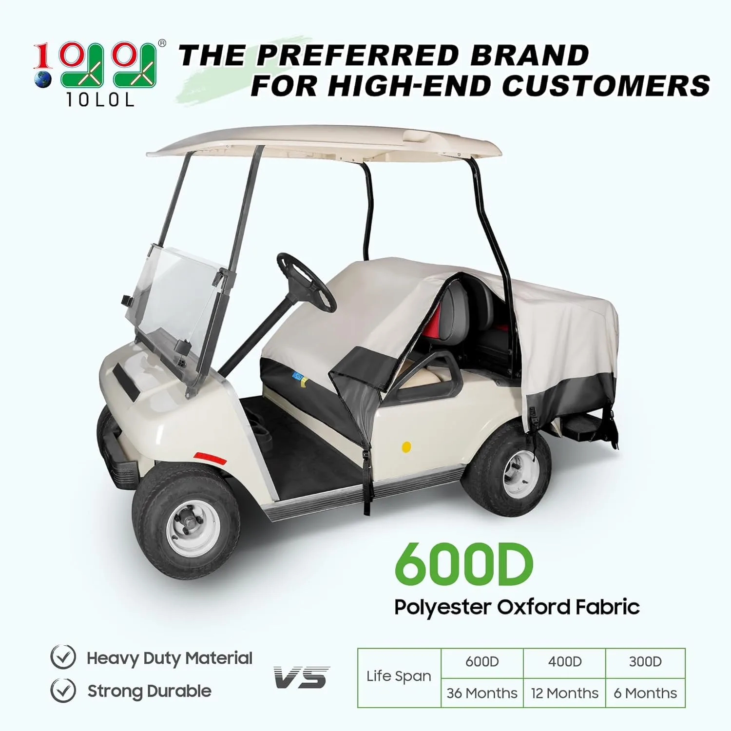 10L0L Waterproof Golf Cart Seat Cover for 2+2 Carts image 2