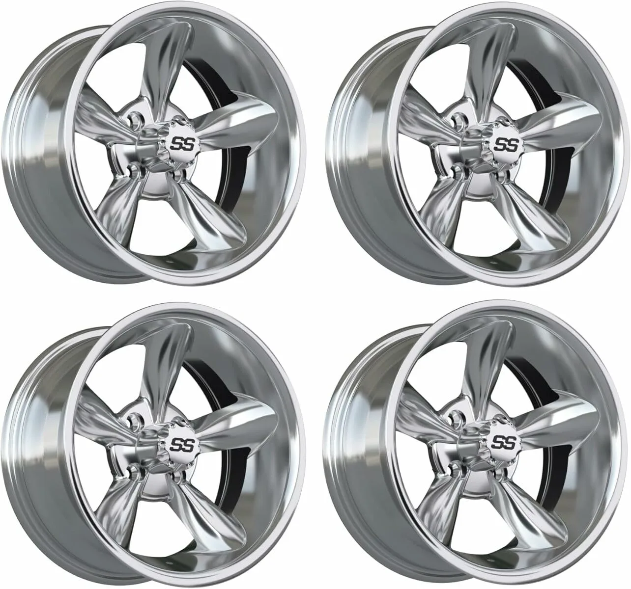 GTW Godfather 14-Inch Chrome Golf Cart Wheel Set 19-243