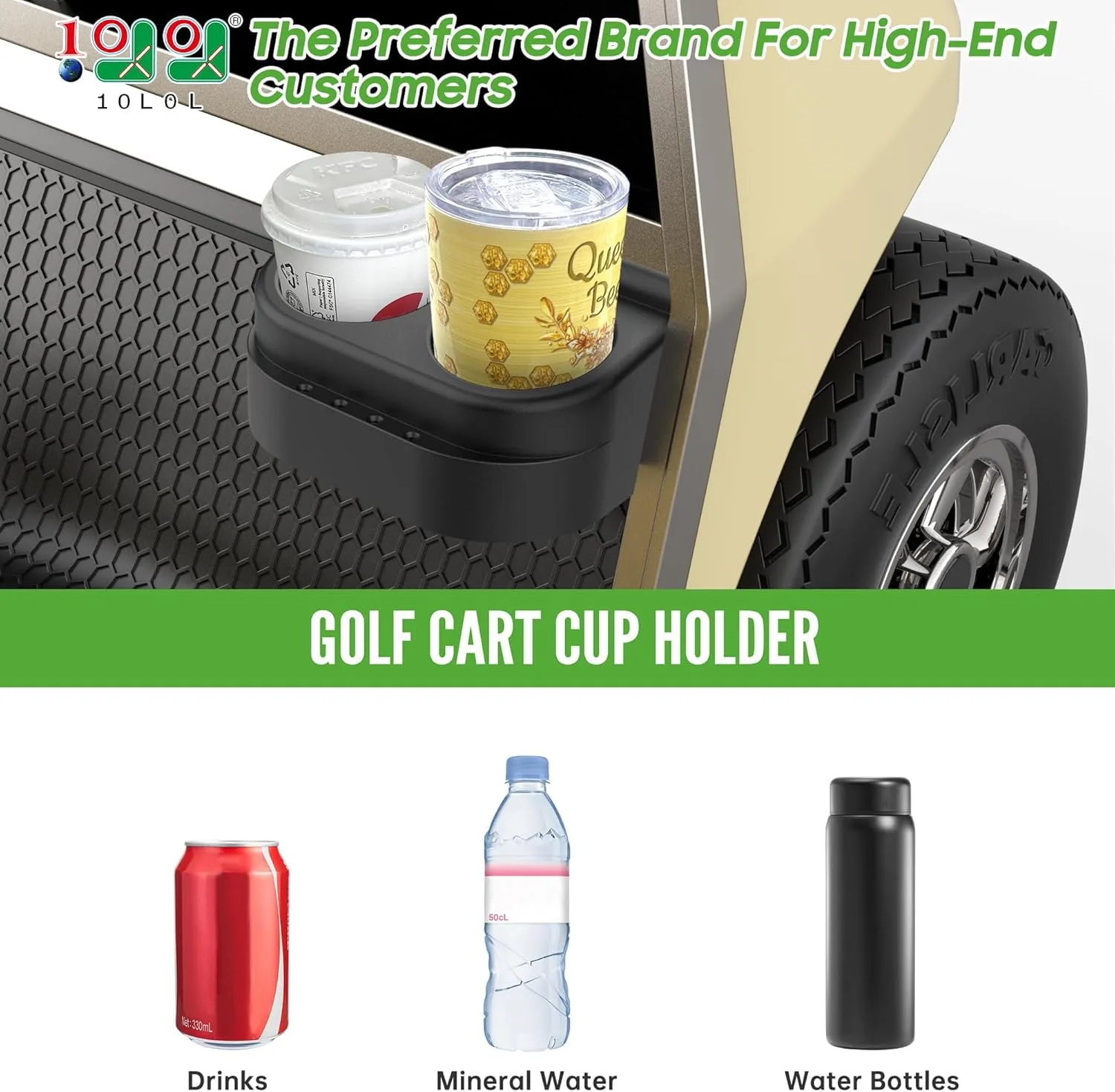 10L0L Dual Cup Holder Kit for Club Car DS 1993-Up image 3