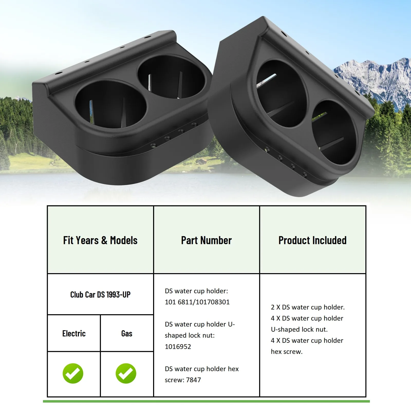 10L0L Dual Cup Holder Kit for Club Car DS 1993-Up image 4