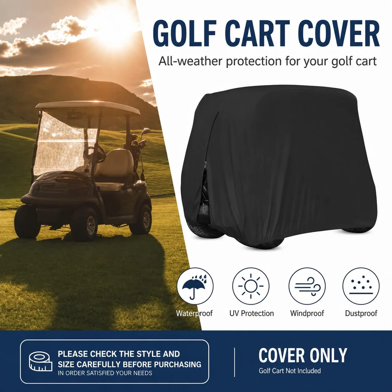 UTRDYSRH Golf Cart Cover for Bintelli Beyond LSV 6 Passenger image 2