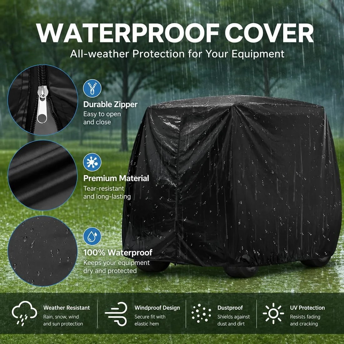 UTRDYSRH Golf Cart Cover for Bintelli Beyond LSV 6 Passenger image 3