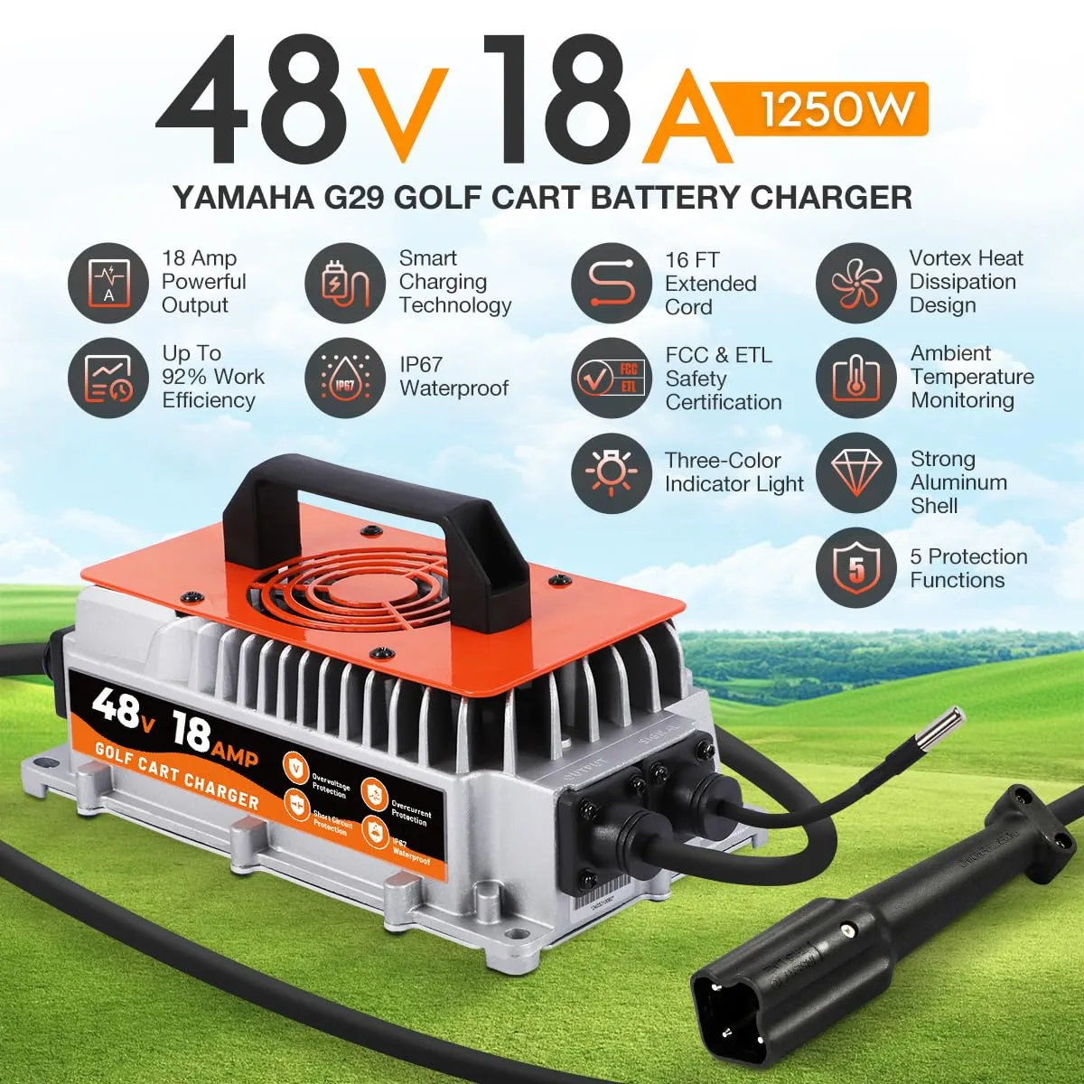 YUANRI 48V Charger for Yamaha G29 Drive & Drive 2 image 2