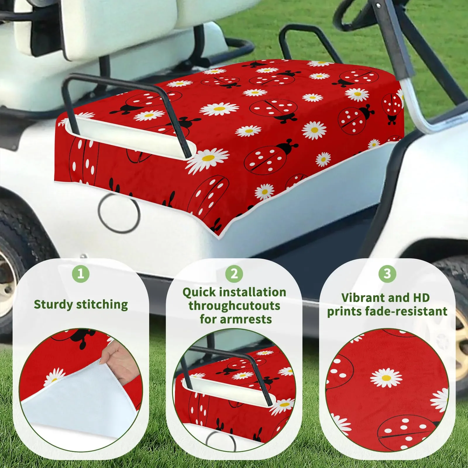 Tiveruda Golf Cart Seat Cover for Double Seats, 51 x 31 in image 3