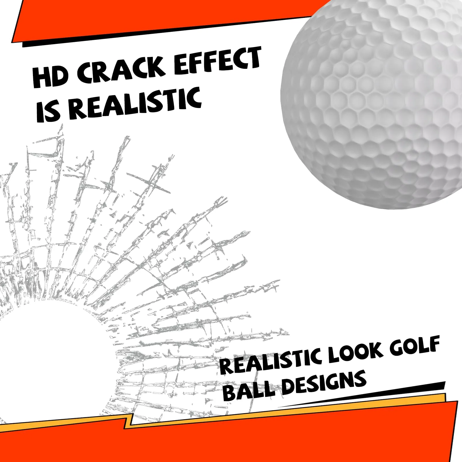 XUANYUDG0769 3D Golf Ball Broken Glass Sticker image 2