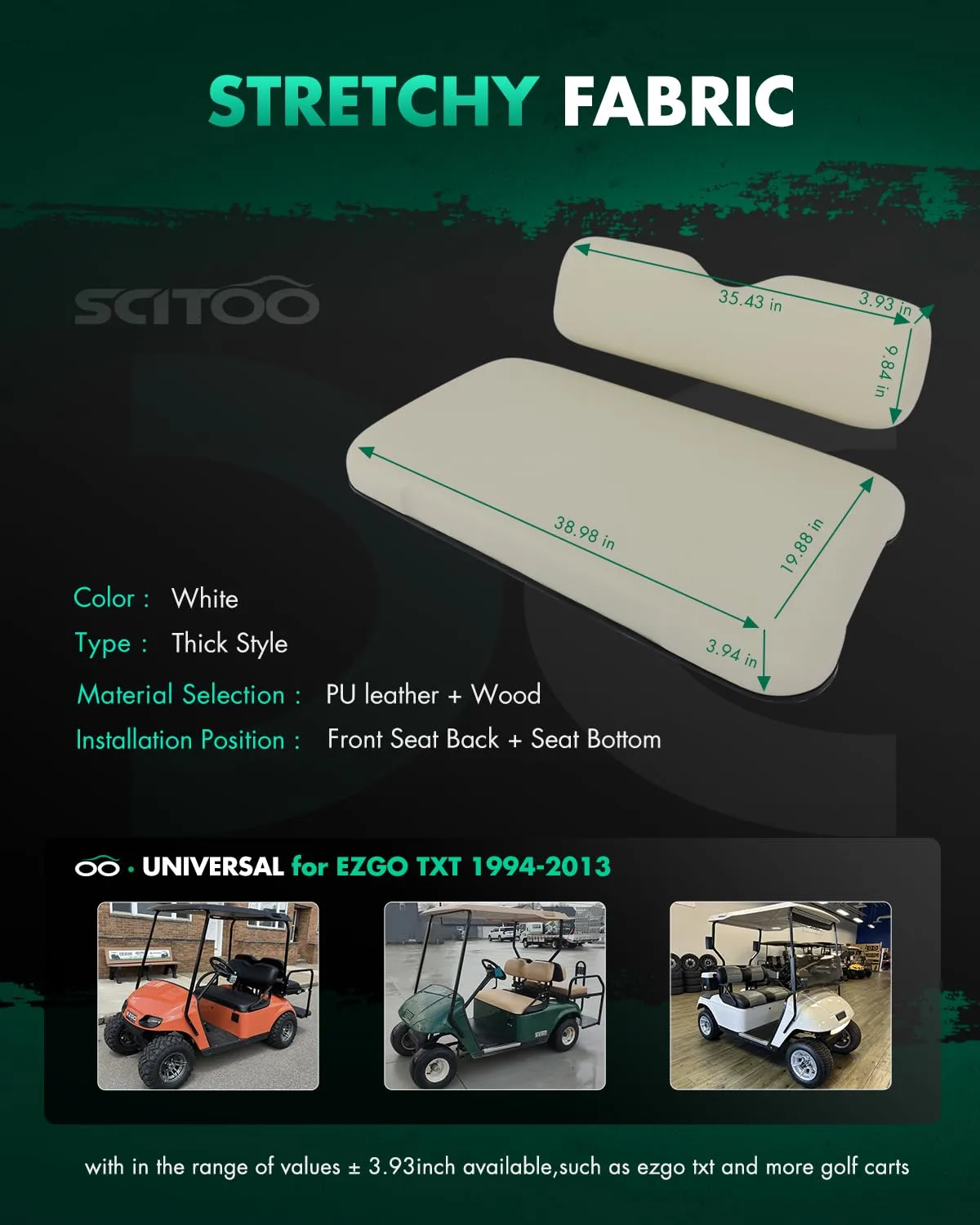SCITOO Front Cushion Seat for E-Z-GO TXT 1994-2013 — 175546-5336-1642133701 image 2