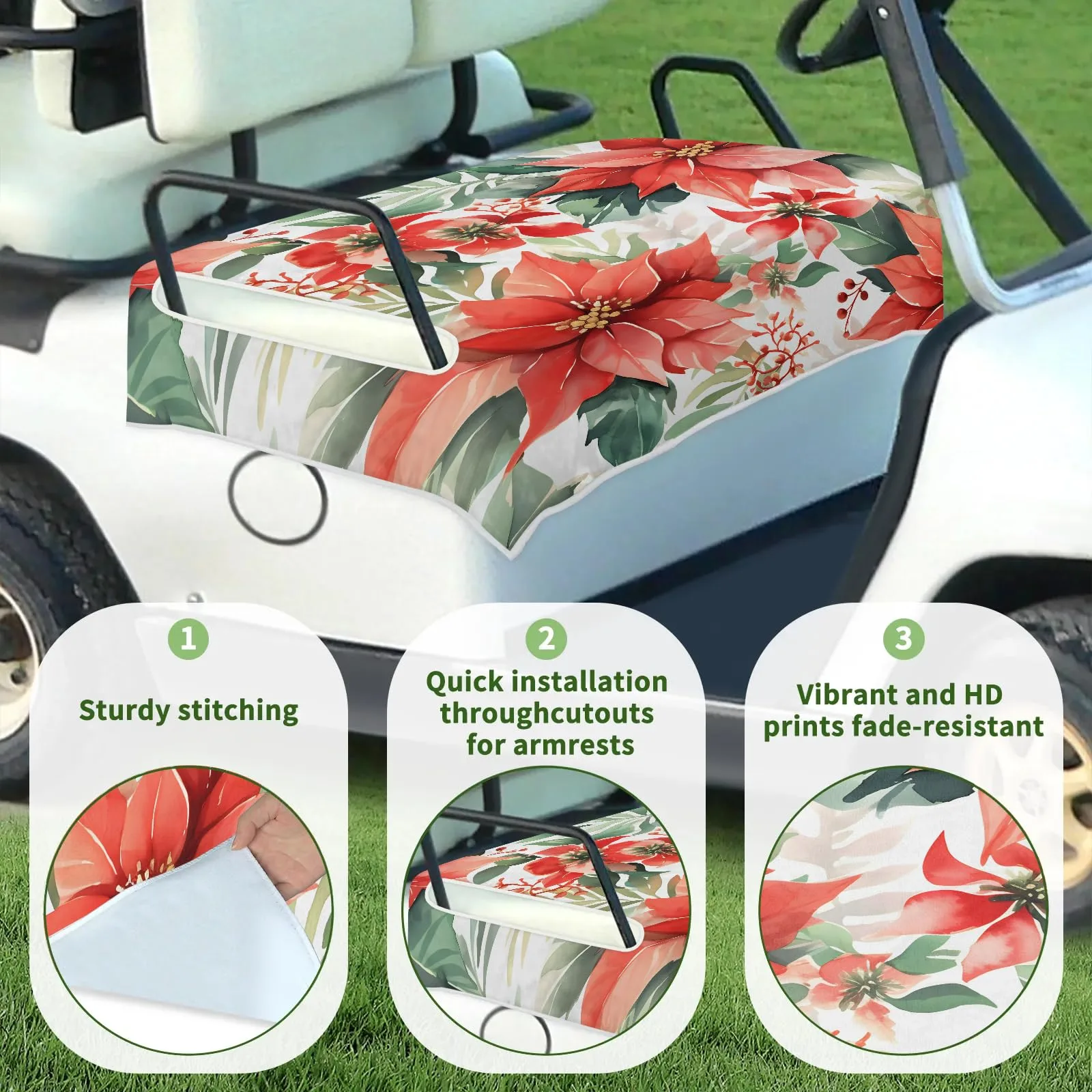 Tiveruda Pink Christmas Lily Golf Cart Seat Cover image 3