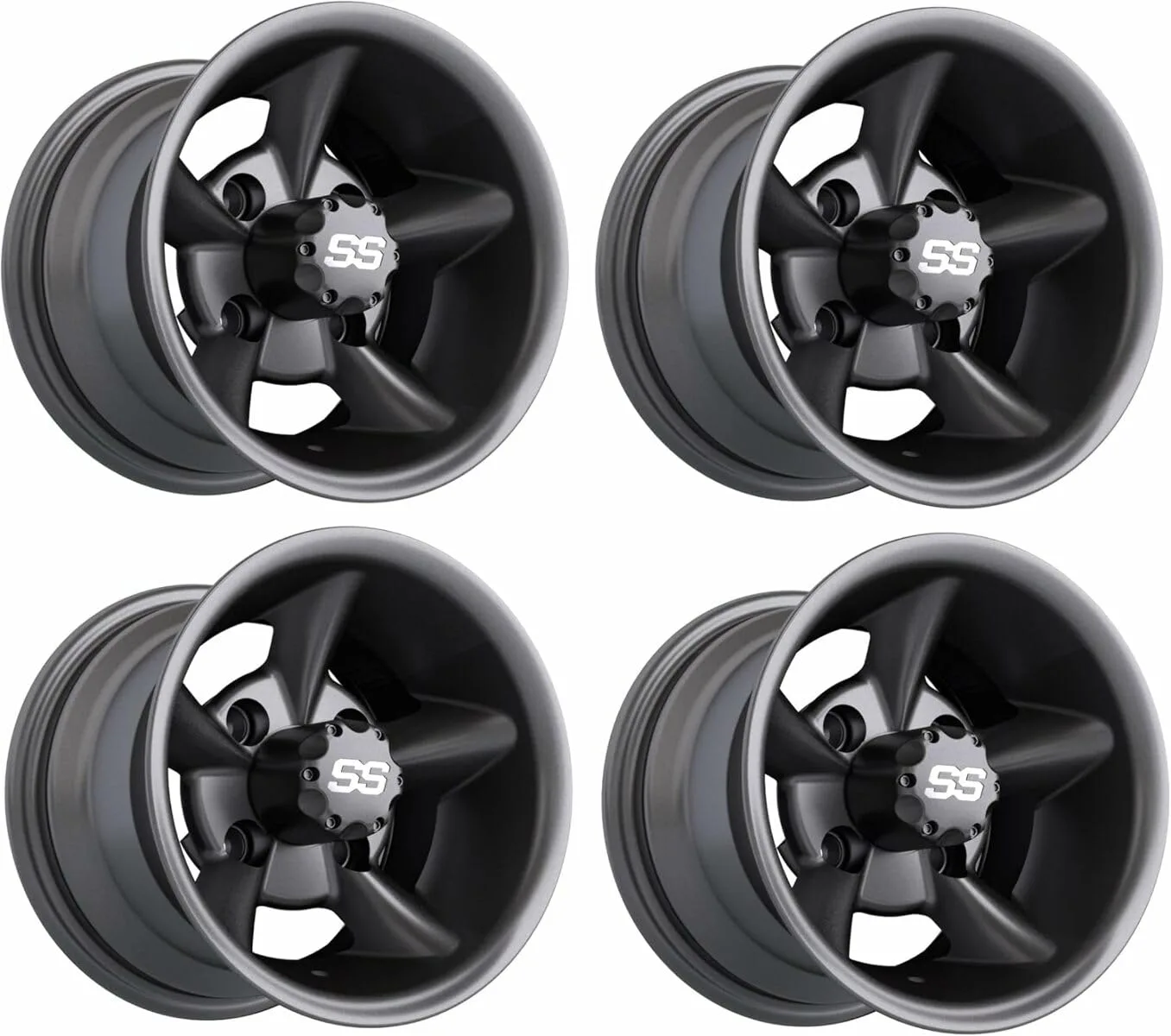 GTW 10x7 in Aluminum Golf Cart Wheel Matte Gray — 19-238 (Set of 4)