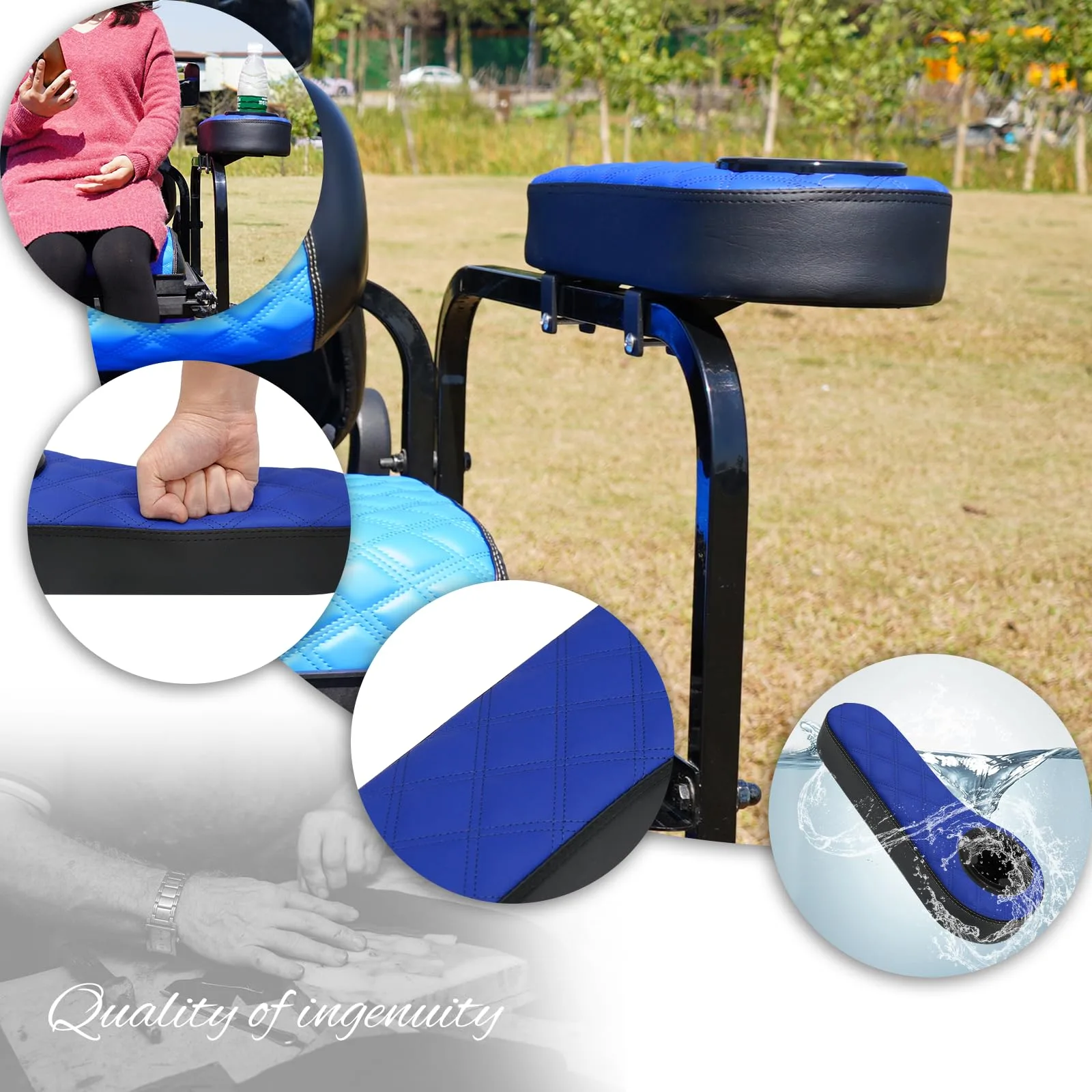 HANGKUNNEE Golf Cart Rear-Seat Armrests with Cup Holders image 2