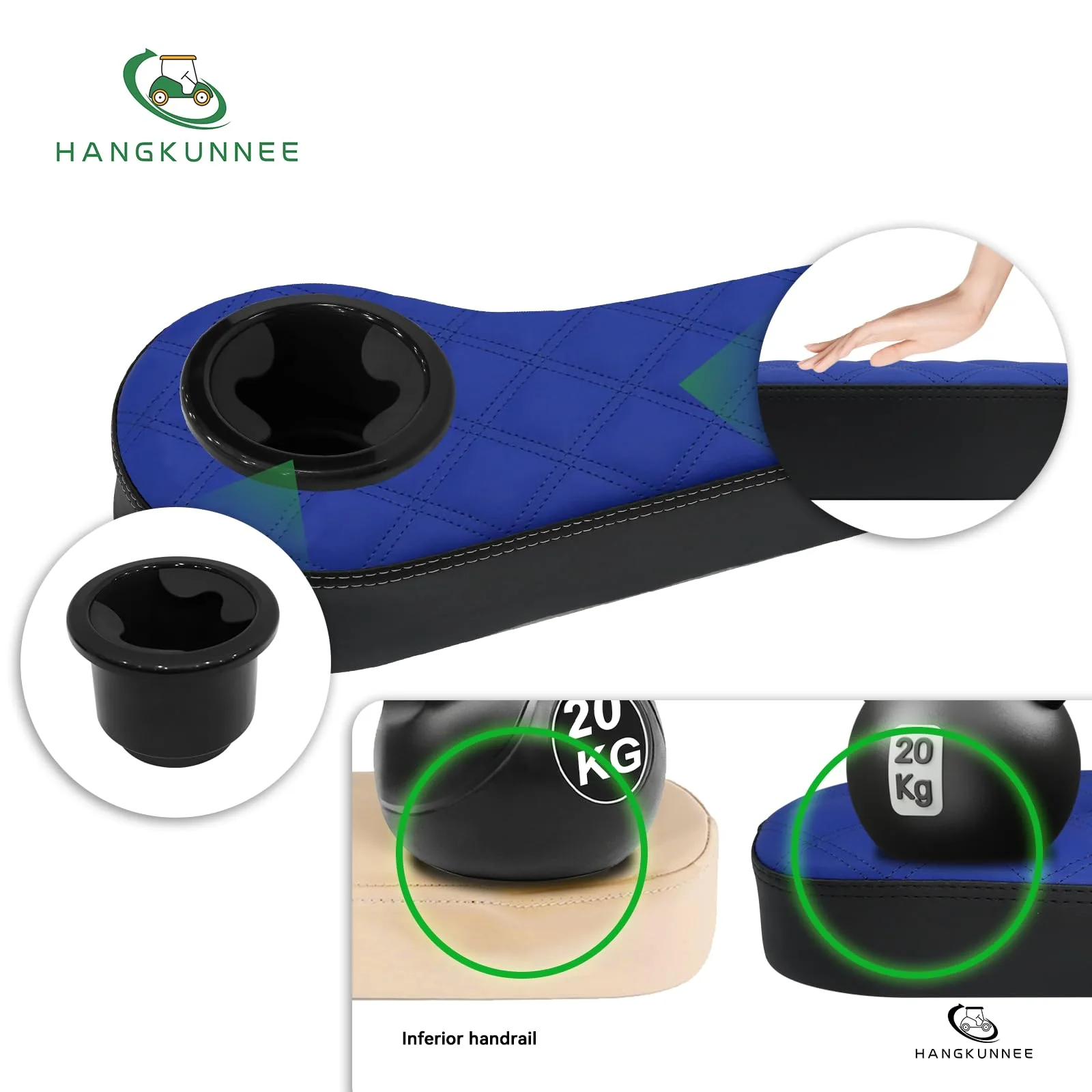 HANGKUNNEE Golf Cart Rear-Seat Armrests with Cup Holders image 3