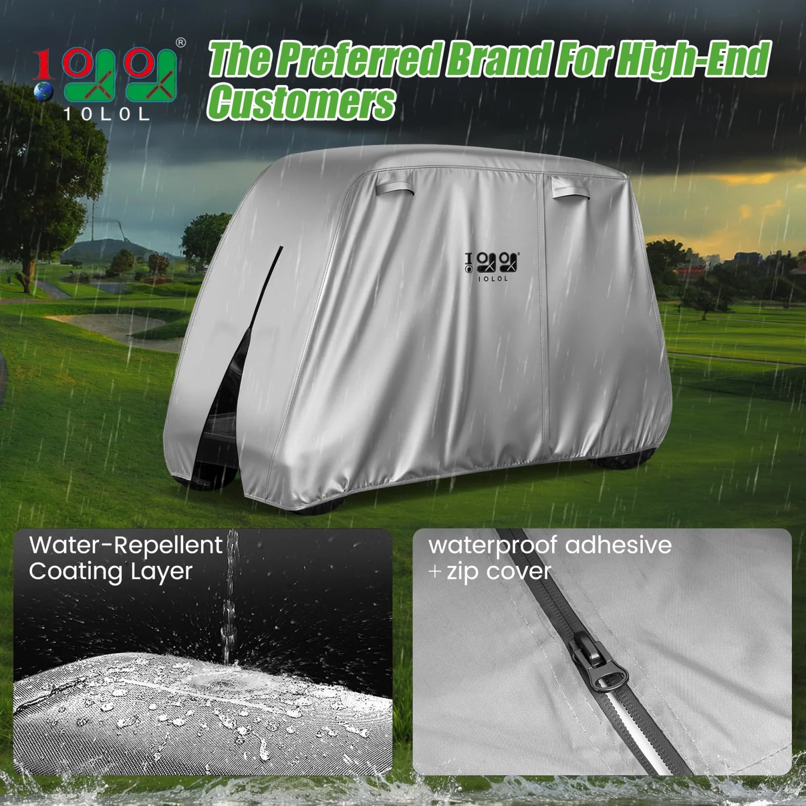 10L0L Waterproof Golf Cart Cover for Club Car, E-Z-GO & Yamaha image 2