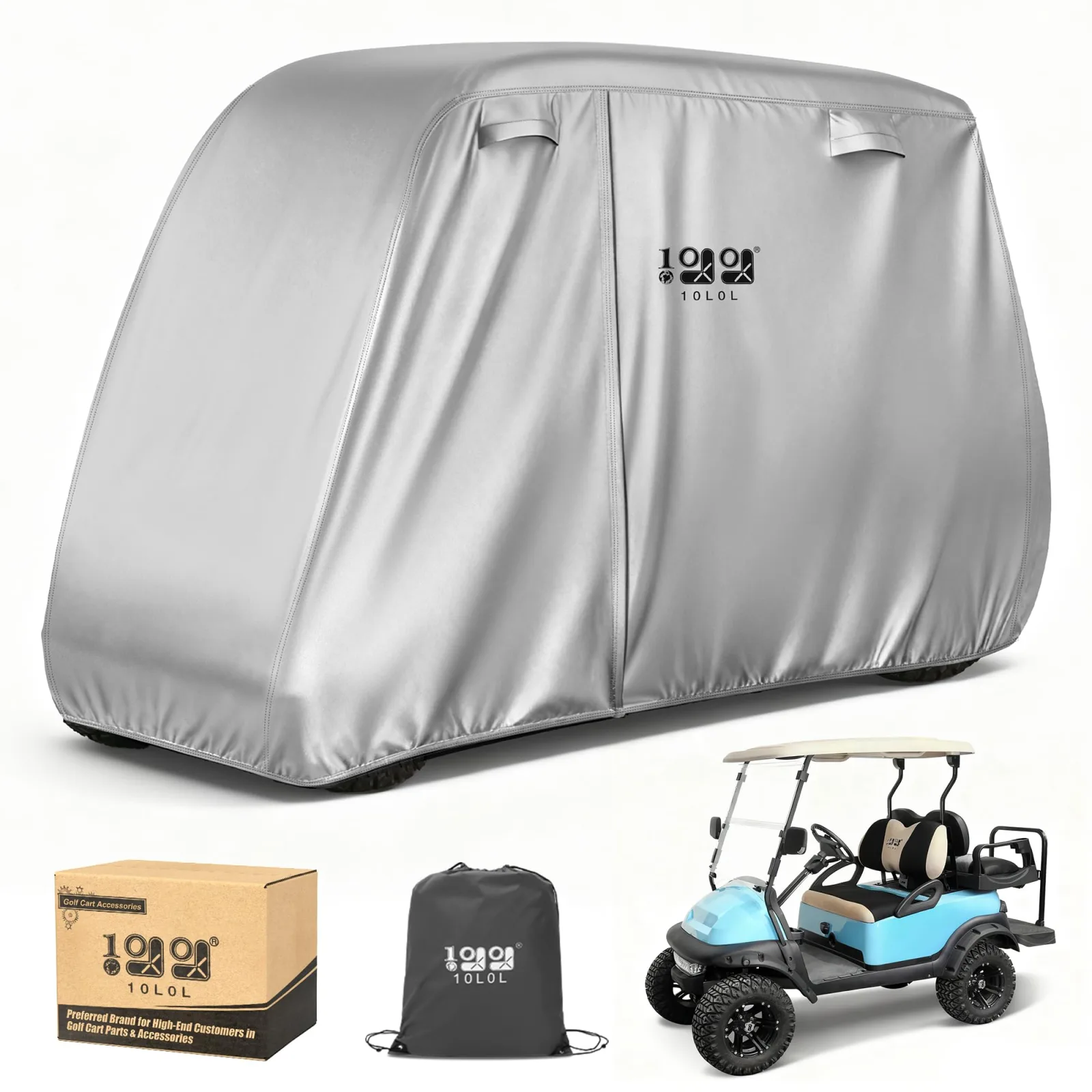 10L0L Waterproof Golf Cart Cover for Club Car, E-Z-GO & Yamaha