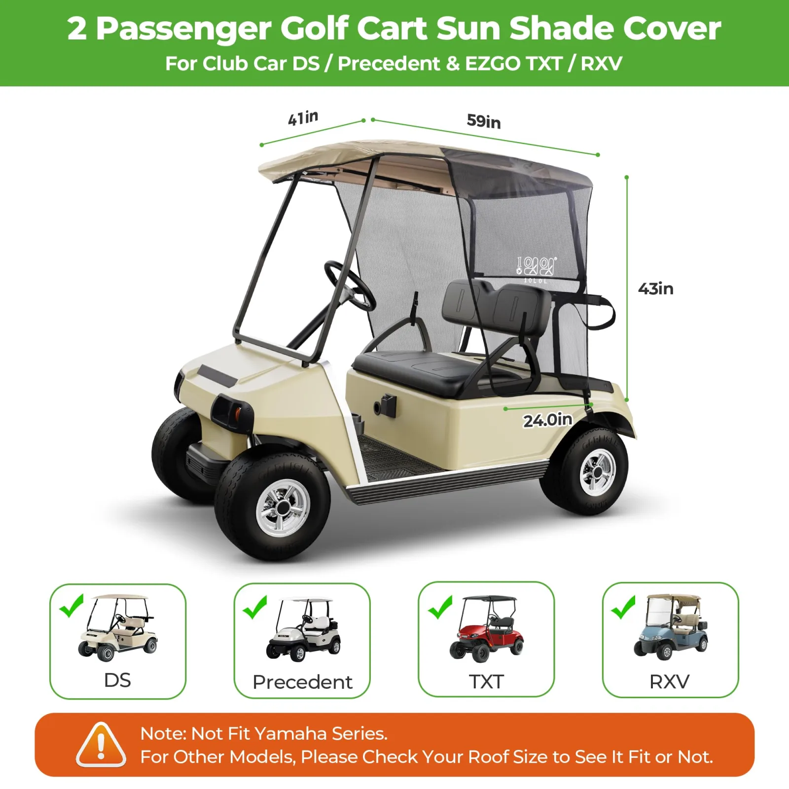 10L0L Sun Shade Cover for Club Car and E-Z-GO Golf Carts image 2
