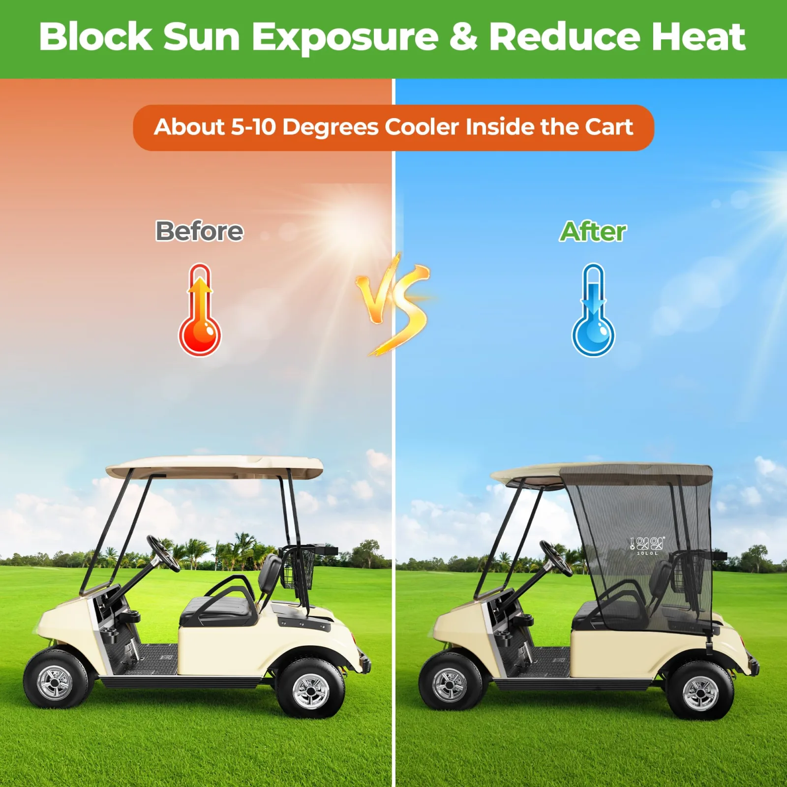 10L0L Sun Shade Cover for Club Car and E-Z-GO Golf Carts image 4