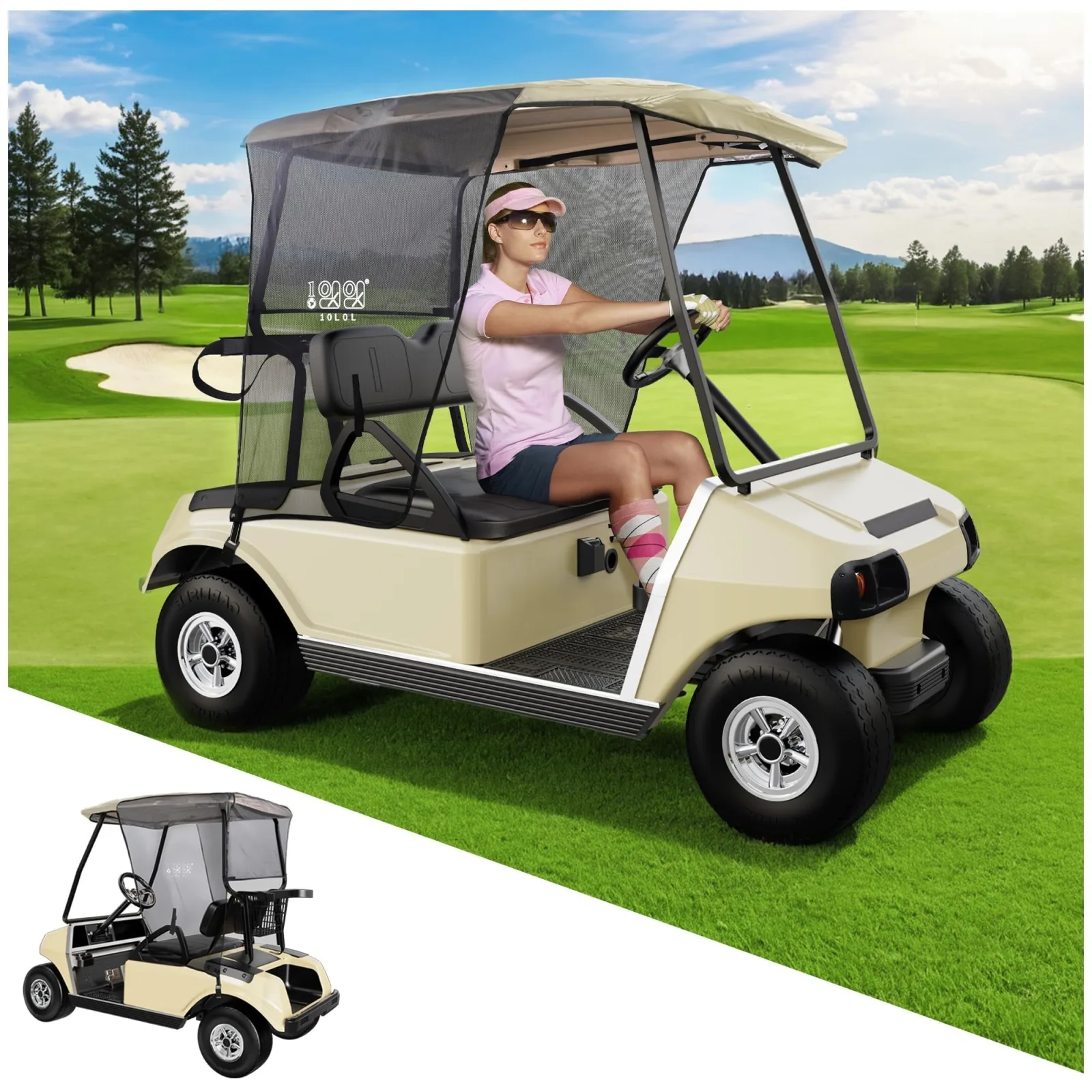 10L0L Sun Shade Cover for Club Car and E-Z-GO Golf Carts