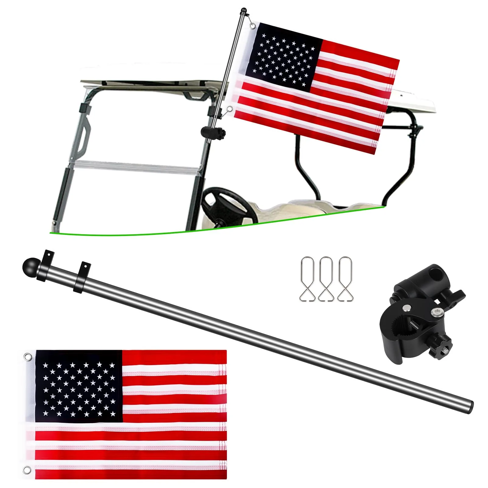 Cartalia GCFH6801 Golf Cart Flag Holder Kit