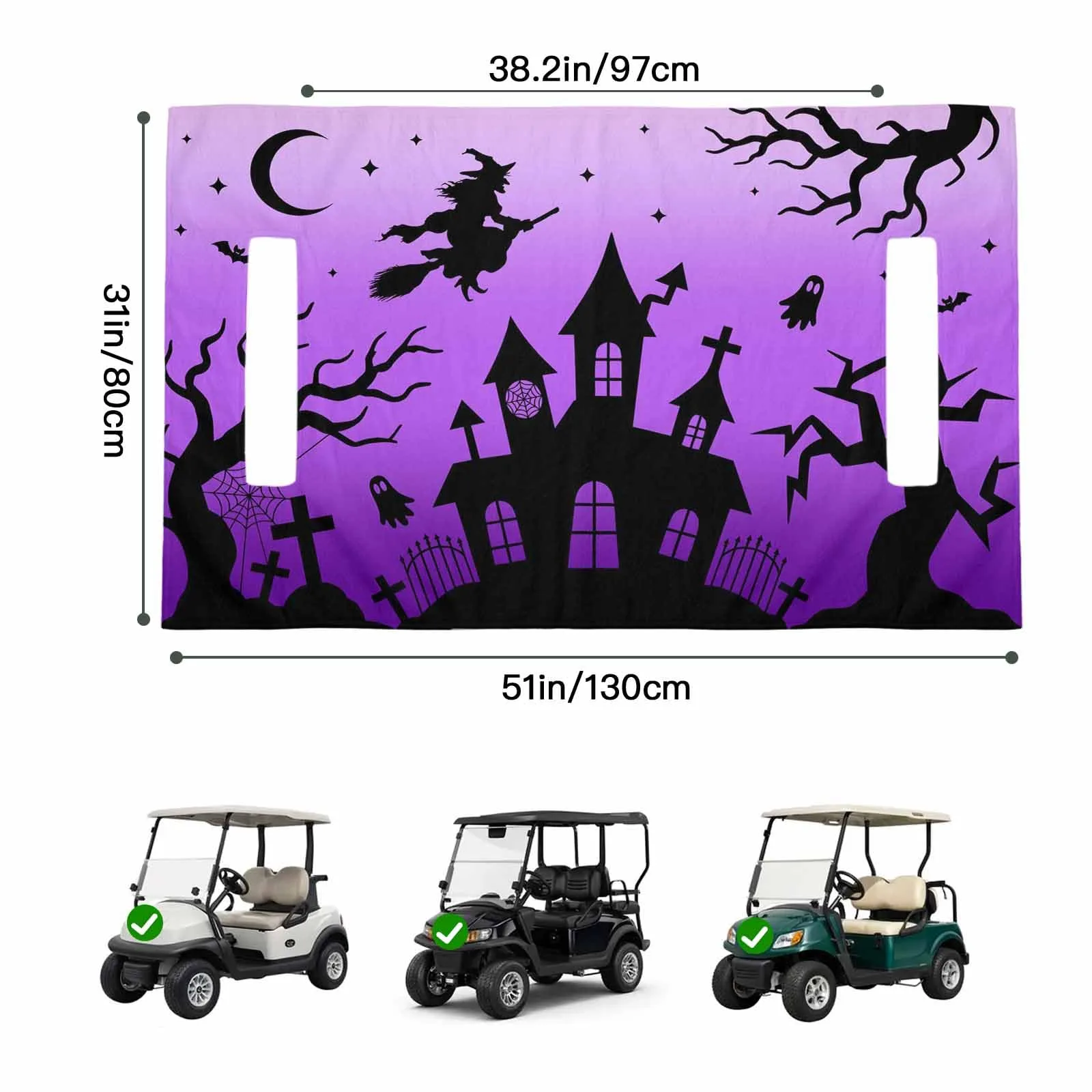 Trosturdspn Halloween Purple Golf Cart Seat Cover image 2