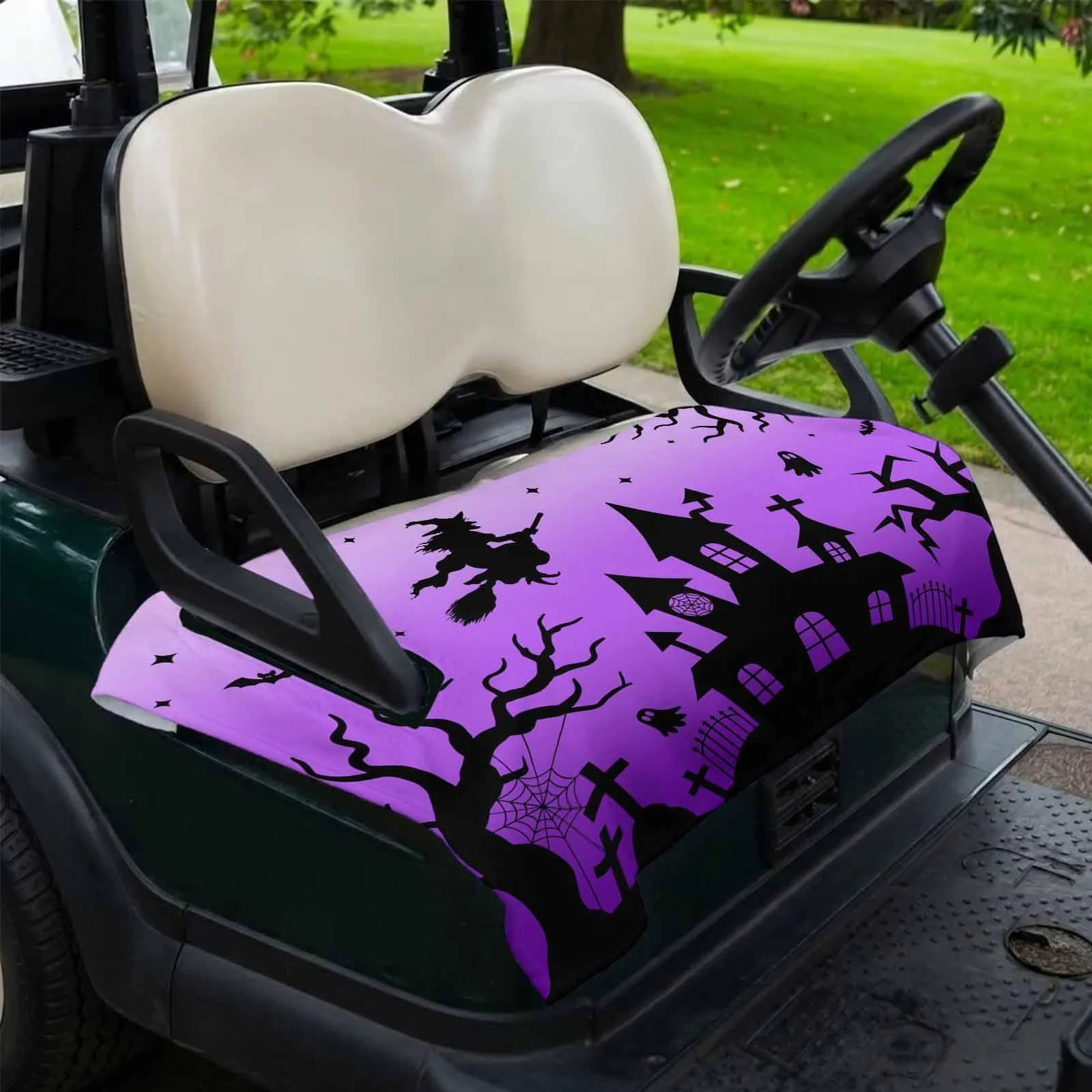 Trosturdspn Halloween Purple Golf Cart Seat Cover