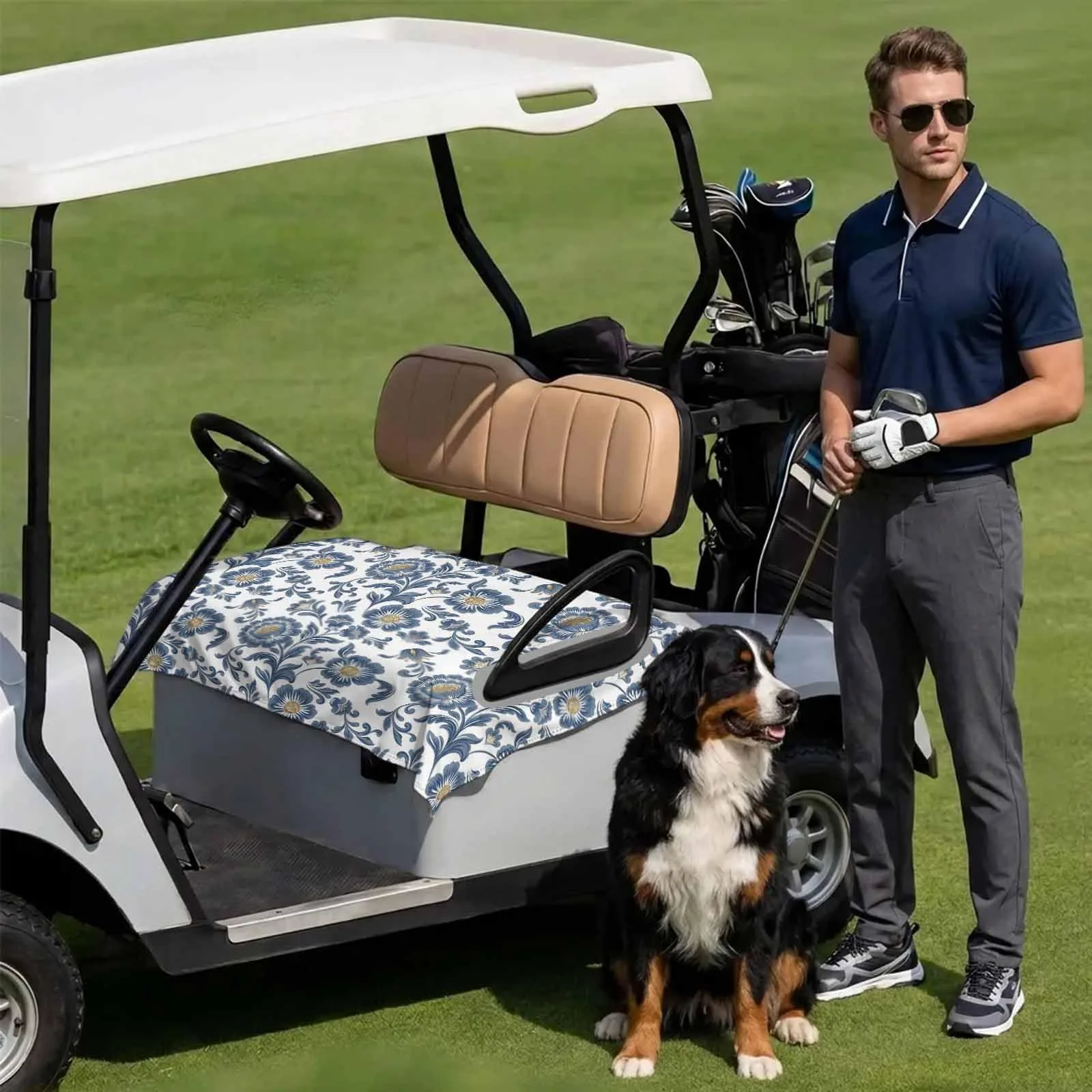 DecorLovee 51 x 31 Golf Cart Seat Cover, Peacock Blue image 3