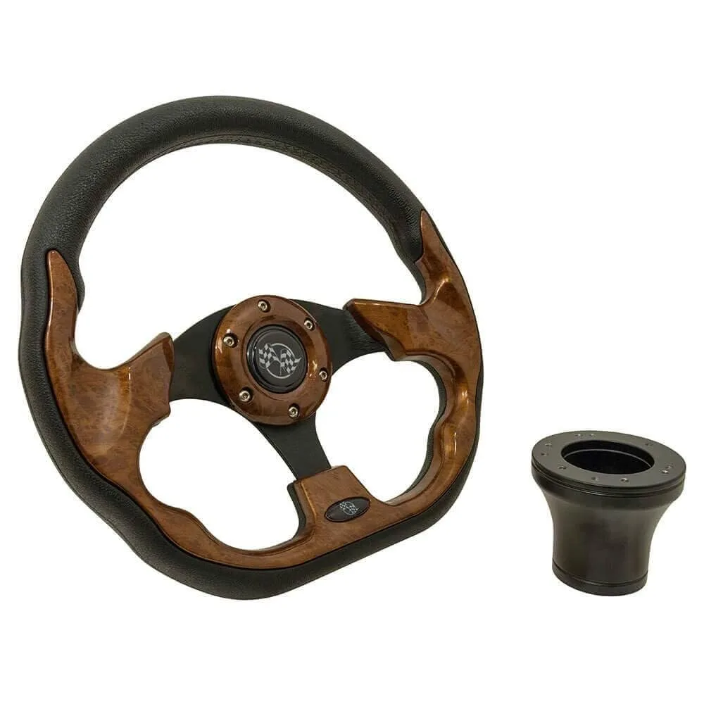 GTW 12.5-Inch Woodgrain Steering Wheel for Yamaha Golf Carts
