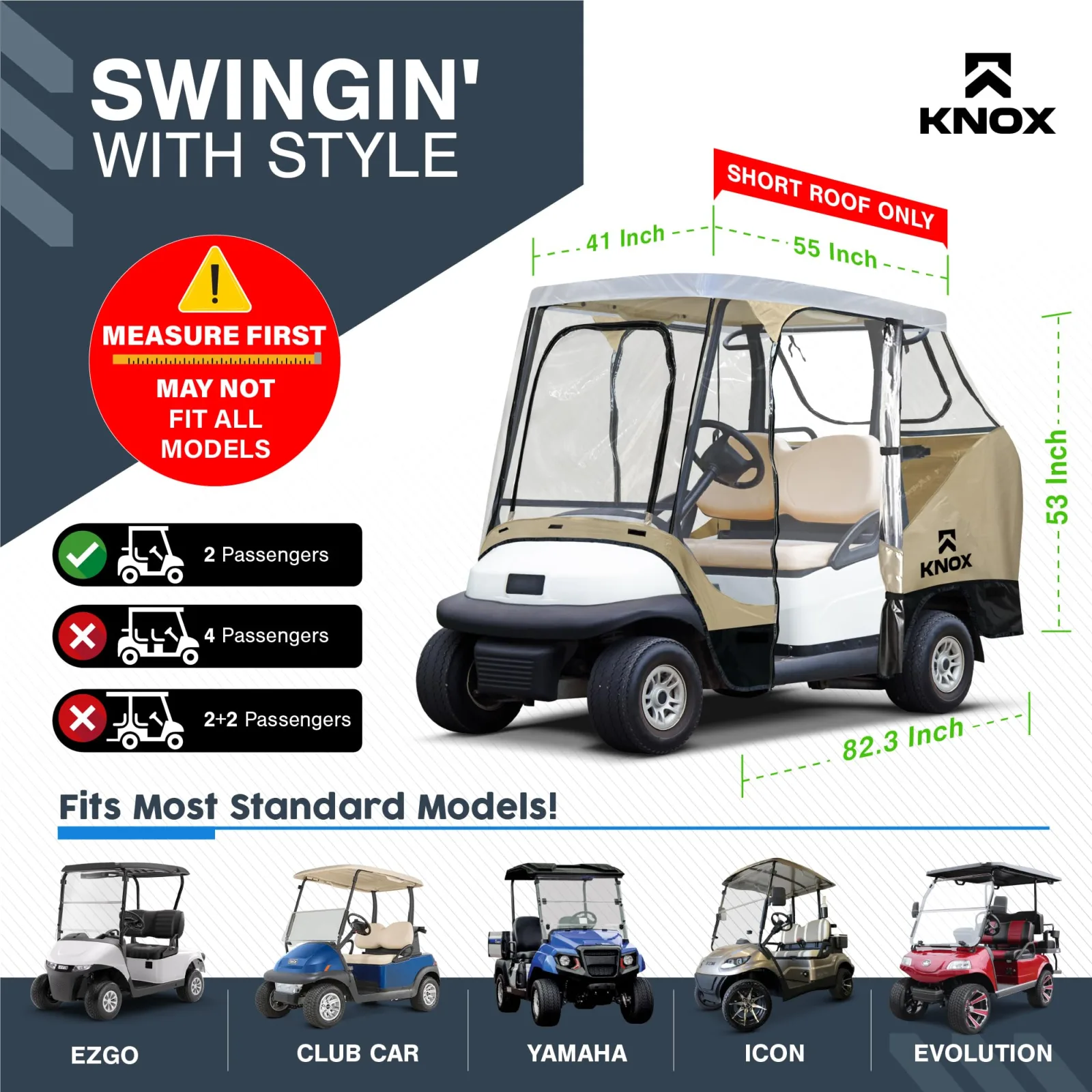 North East Harbor 55" Short Roof 2-Person Golf Cart Enclosure - GCC-T20 image 2