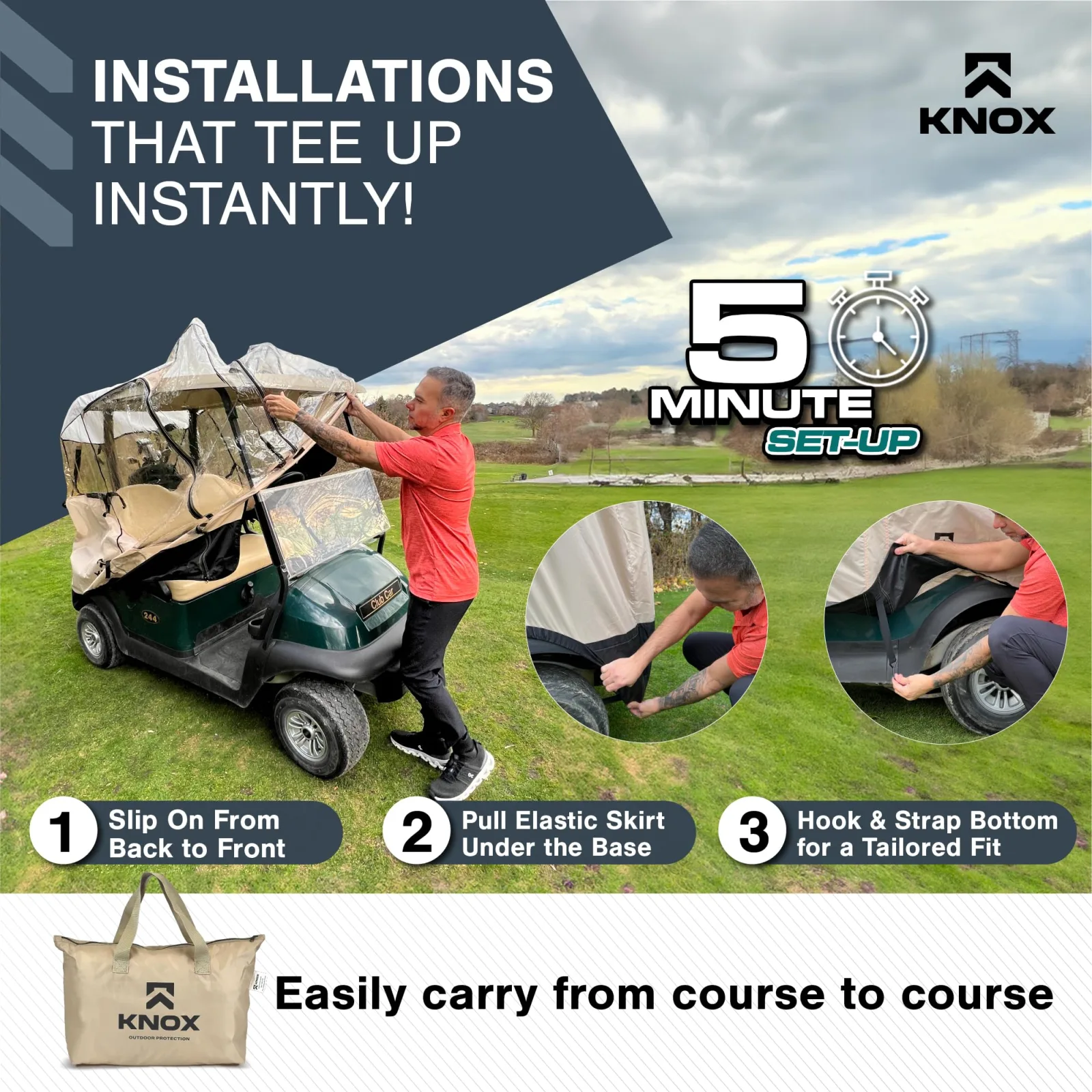 North East Harbor 55" Short Roof 2-Person Golf Cart Enclosure - GCC-T20 image 3