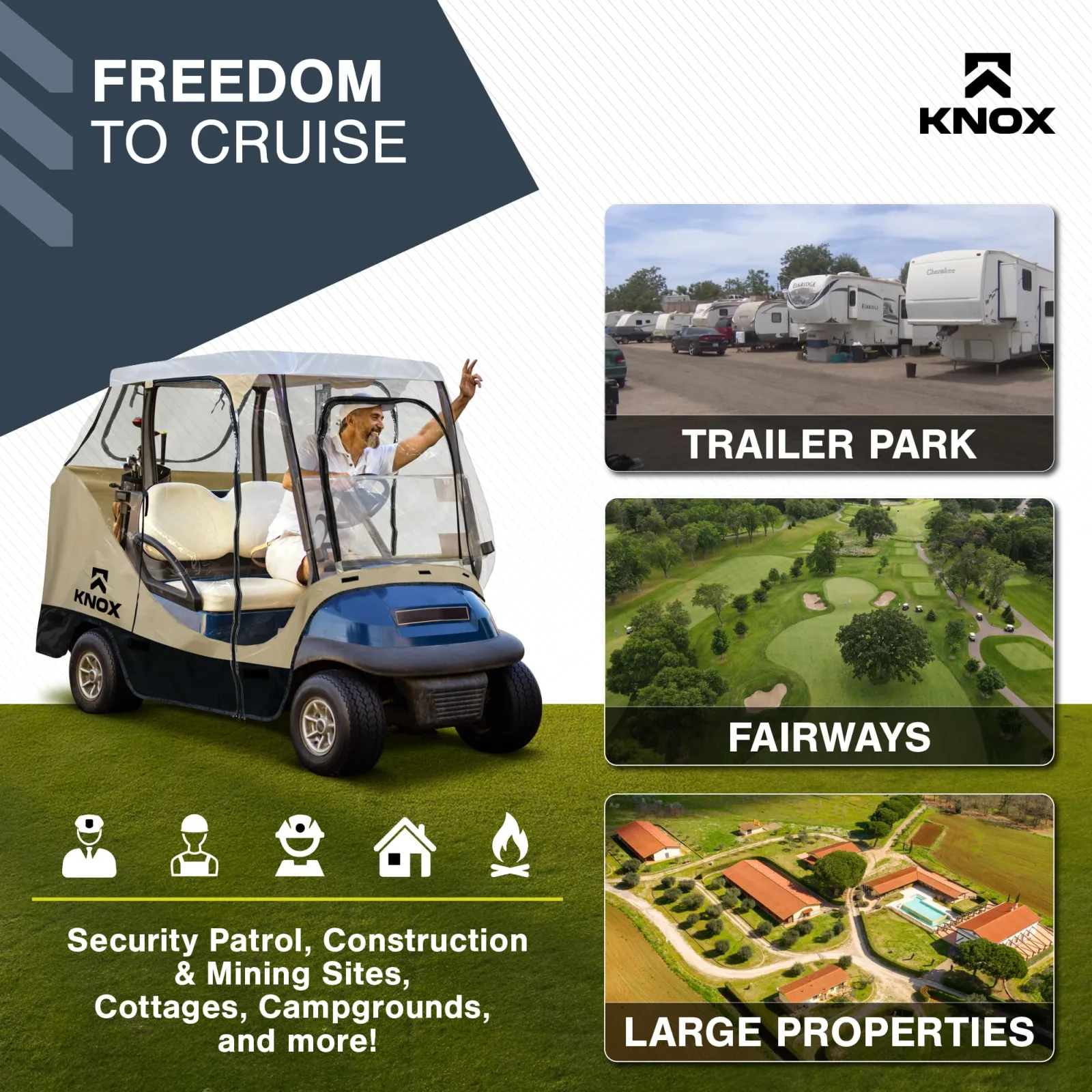 North East Harbor 55" Short Roof 2-Person Golf Cart Enclosure - GCC-T20 image 4