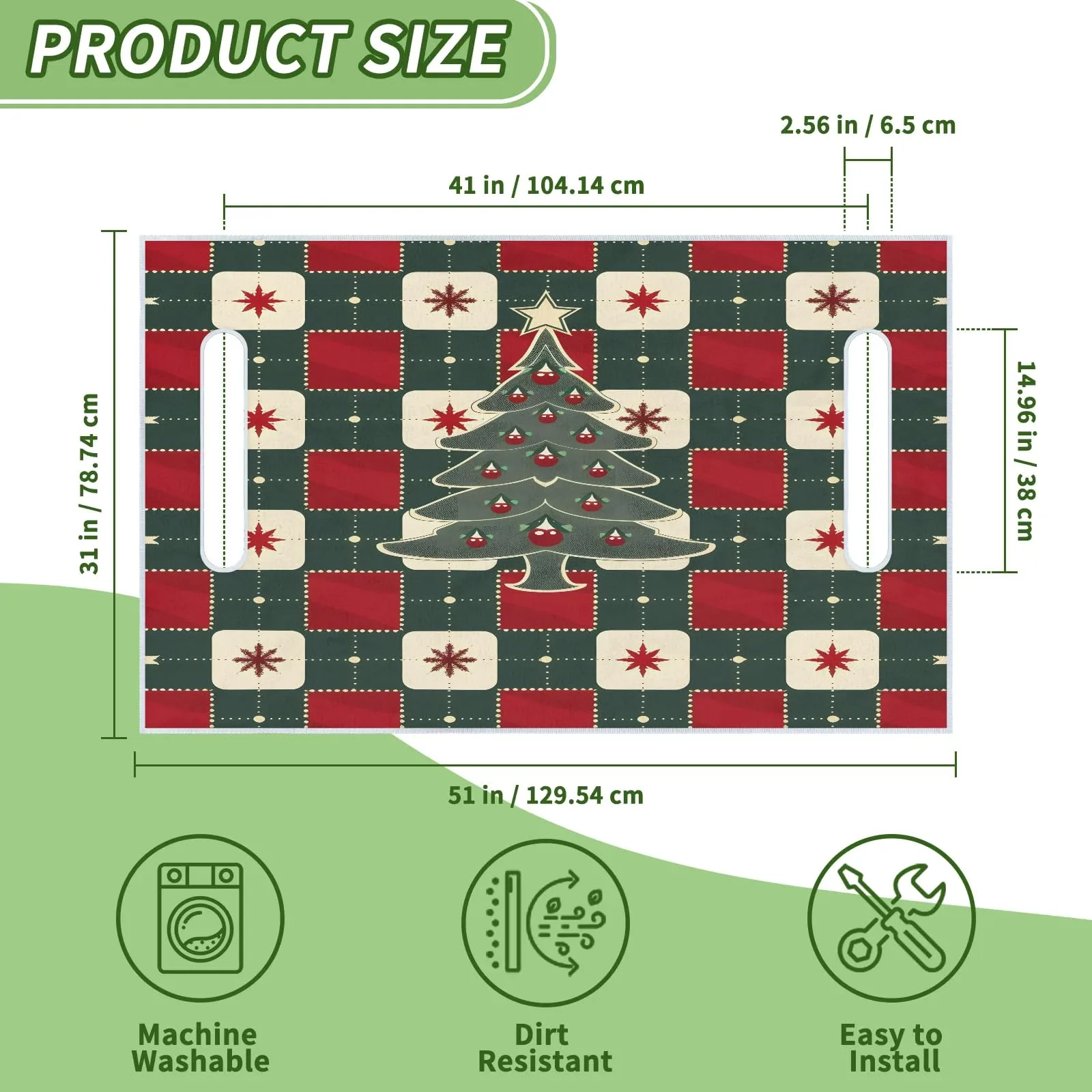 Tiveruda 51" x 31" Christmas Tree Stripe Golf Cart Seat Cover image 2