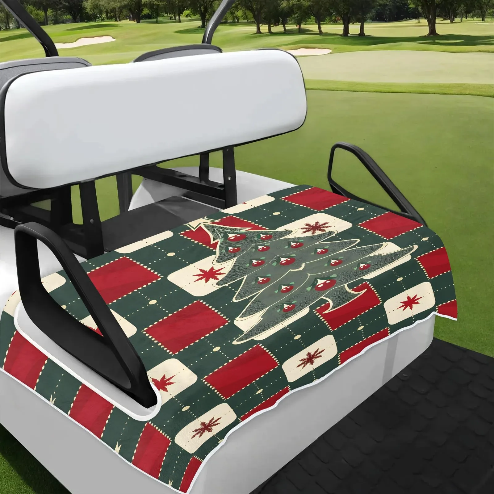 Tiveruda 51" x 31" Christmas Tree Stripe Golf Cart Seat Cover