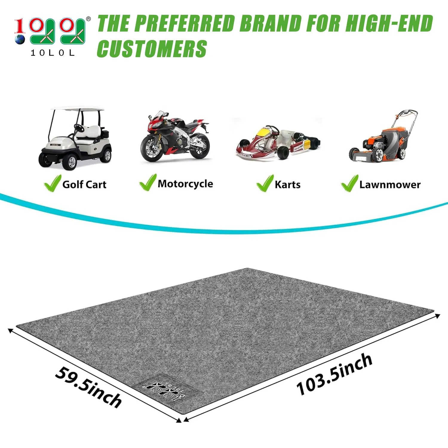 10L0L Garage Floor Mat 106" x 59" Waterproof Golf Cart Protector Y178-KKKK image 2