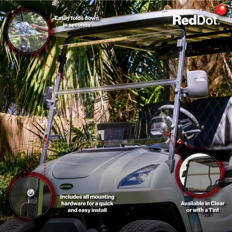 RED DOT Vented Windshield for Star EV Sirius Golf Carts image 2