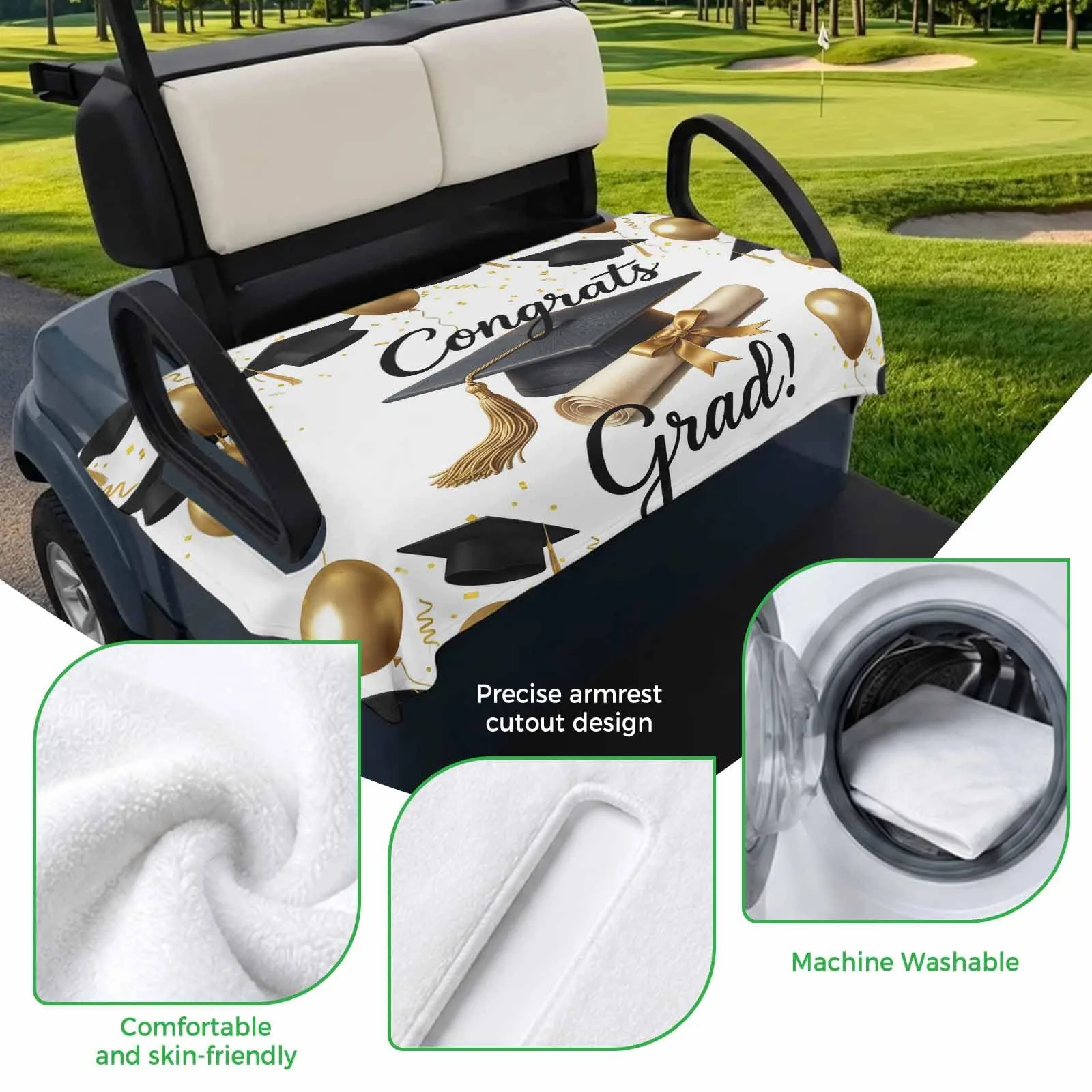 Trosturdspn Graduation Golf Cart Seat Towel Blanket image 3