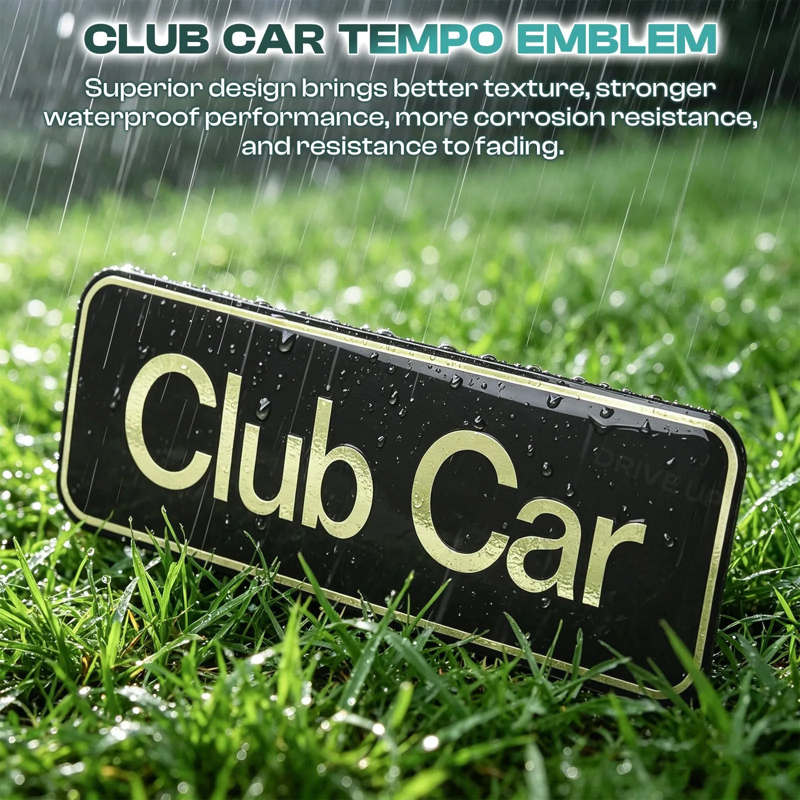DRIVE UP Black Gold Name Plate for Club Car Tempo image 3