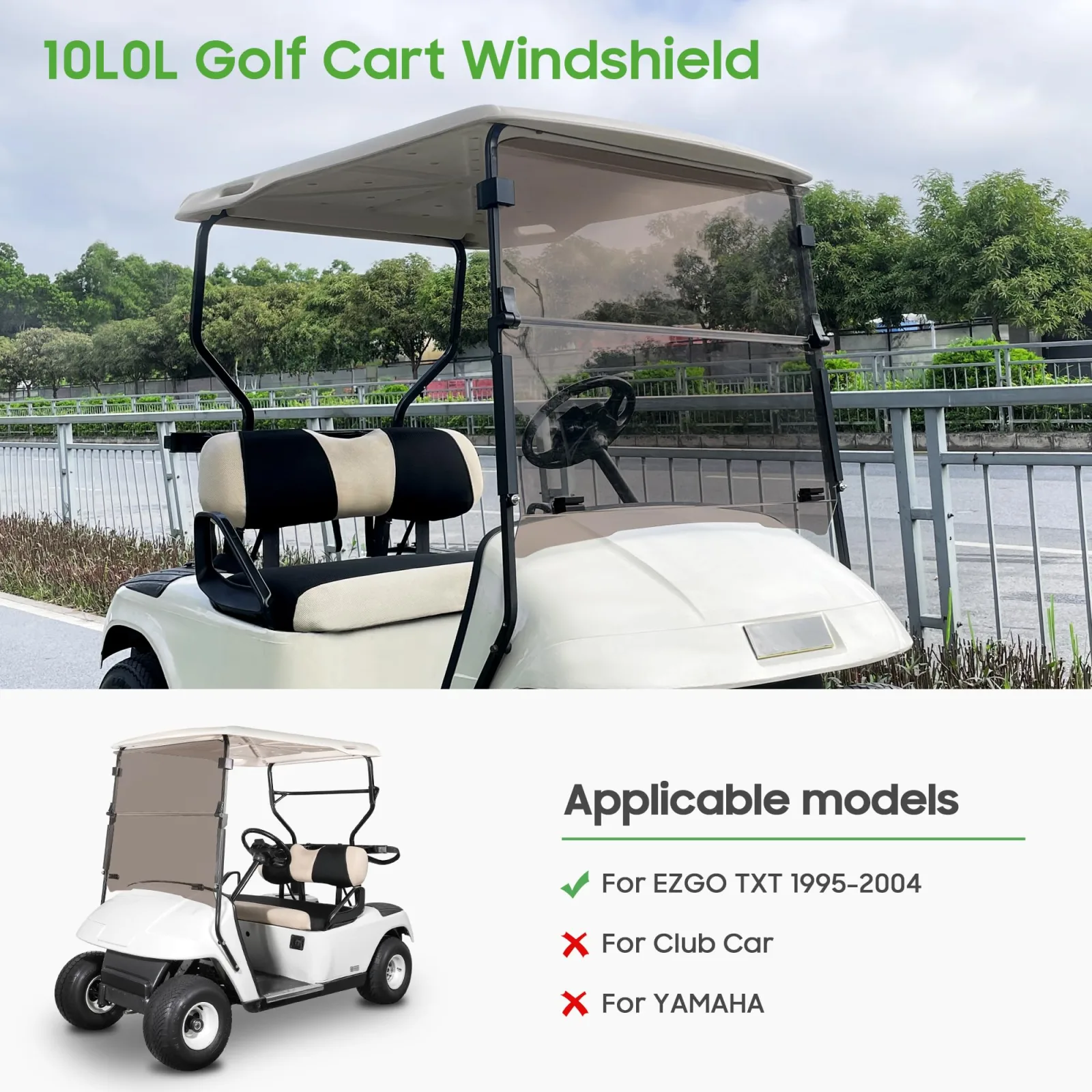 10L0L Foldable Tinted Windshield for E-Z-GO TXT & Medalist image 4