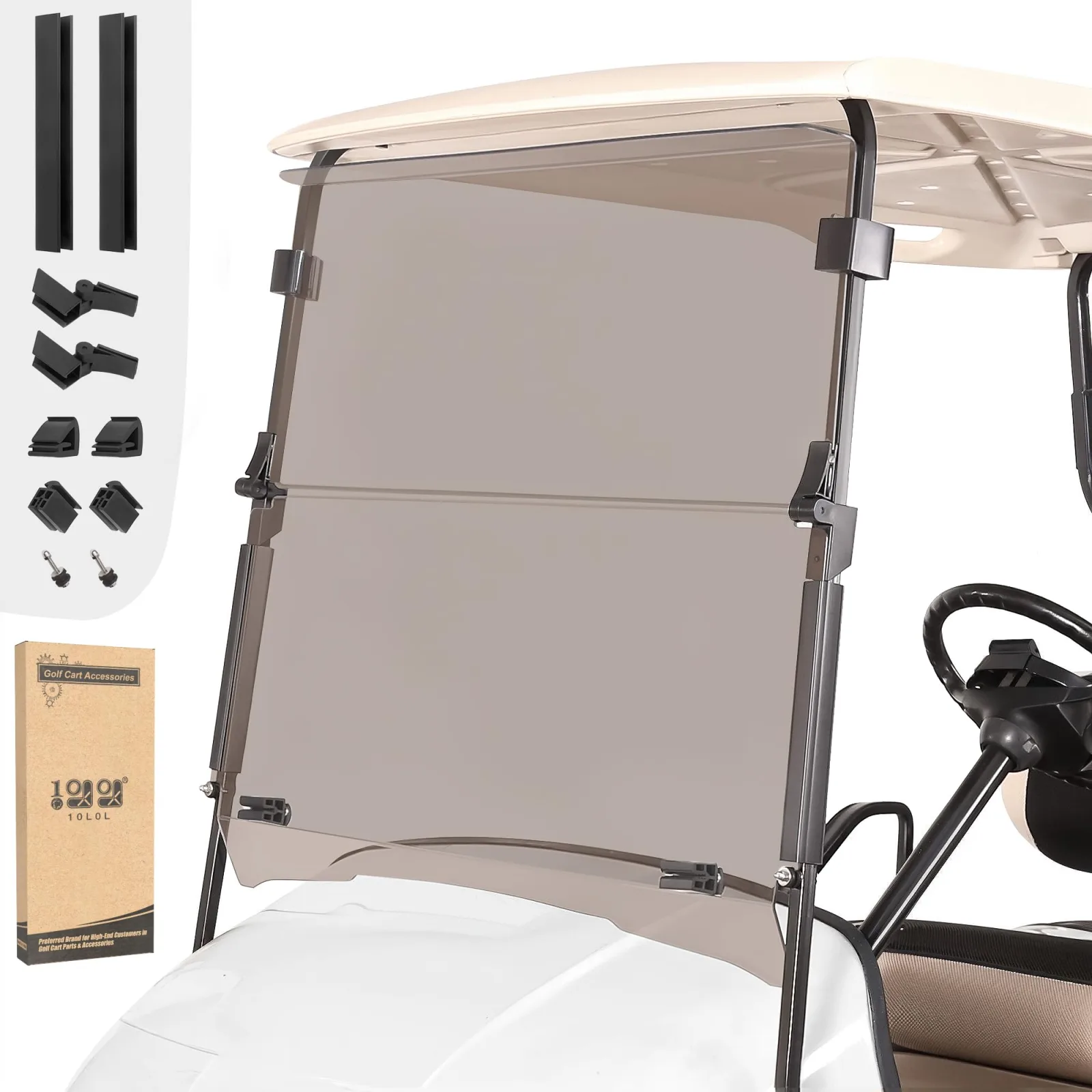 10L0L Foldable Tinted Windshield for E-Z-GO TXT & Medalist