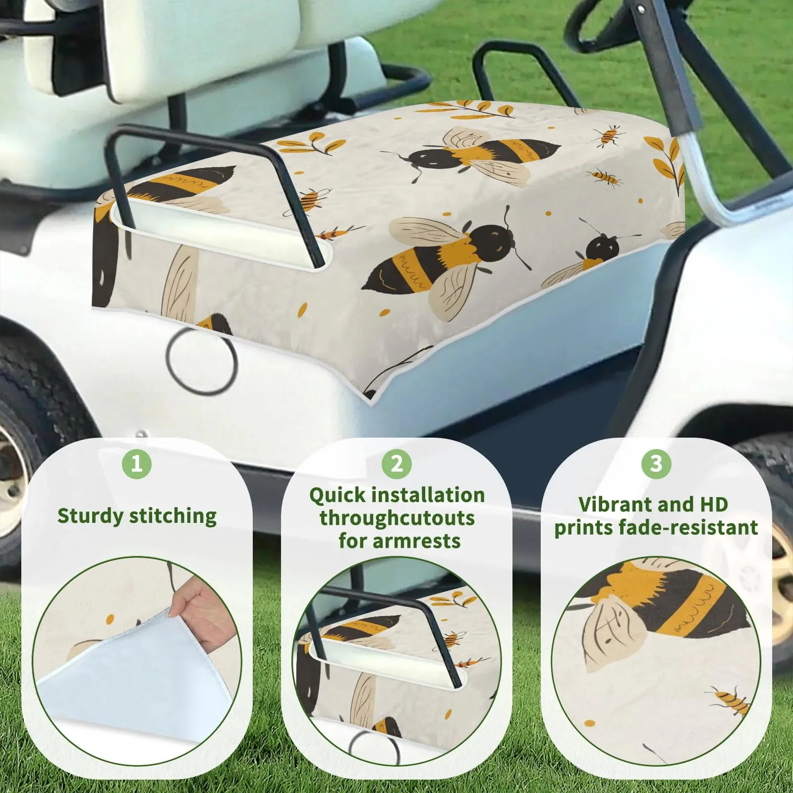 Tiveruda 51" x 31" Universal Golf Cart Double Seat Cover - Polyester image 3