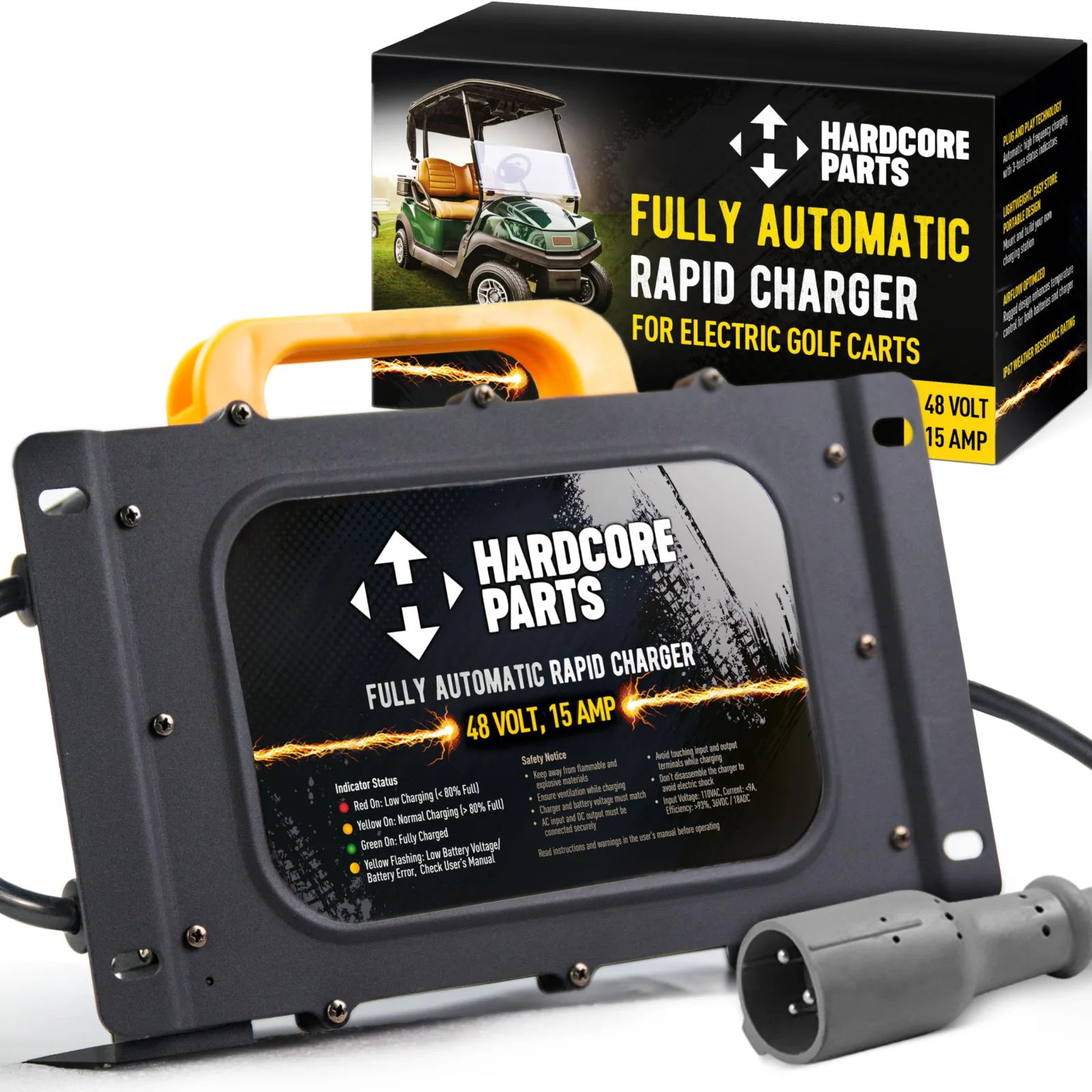 Hardcore Parts 48V Rapid Charger for Club Car, 3-Prong