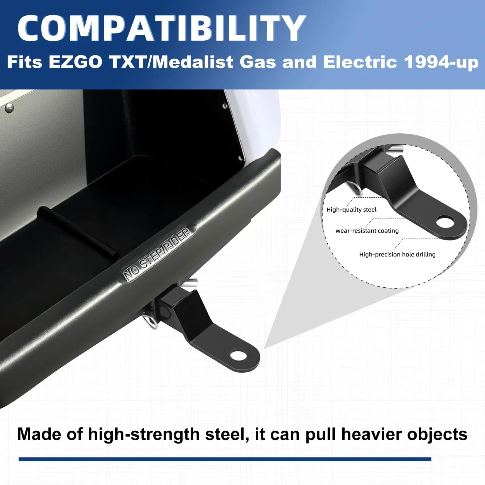 Mixopoly Trailer Hitch for E-Z-GO TXT and Medalist Golf Carts image 2